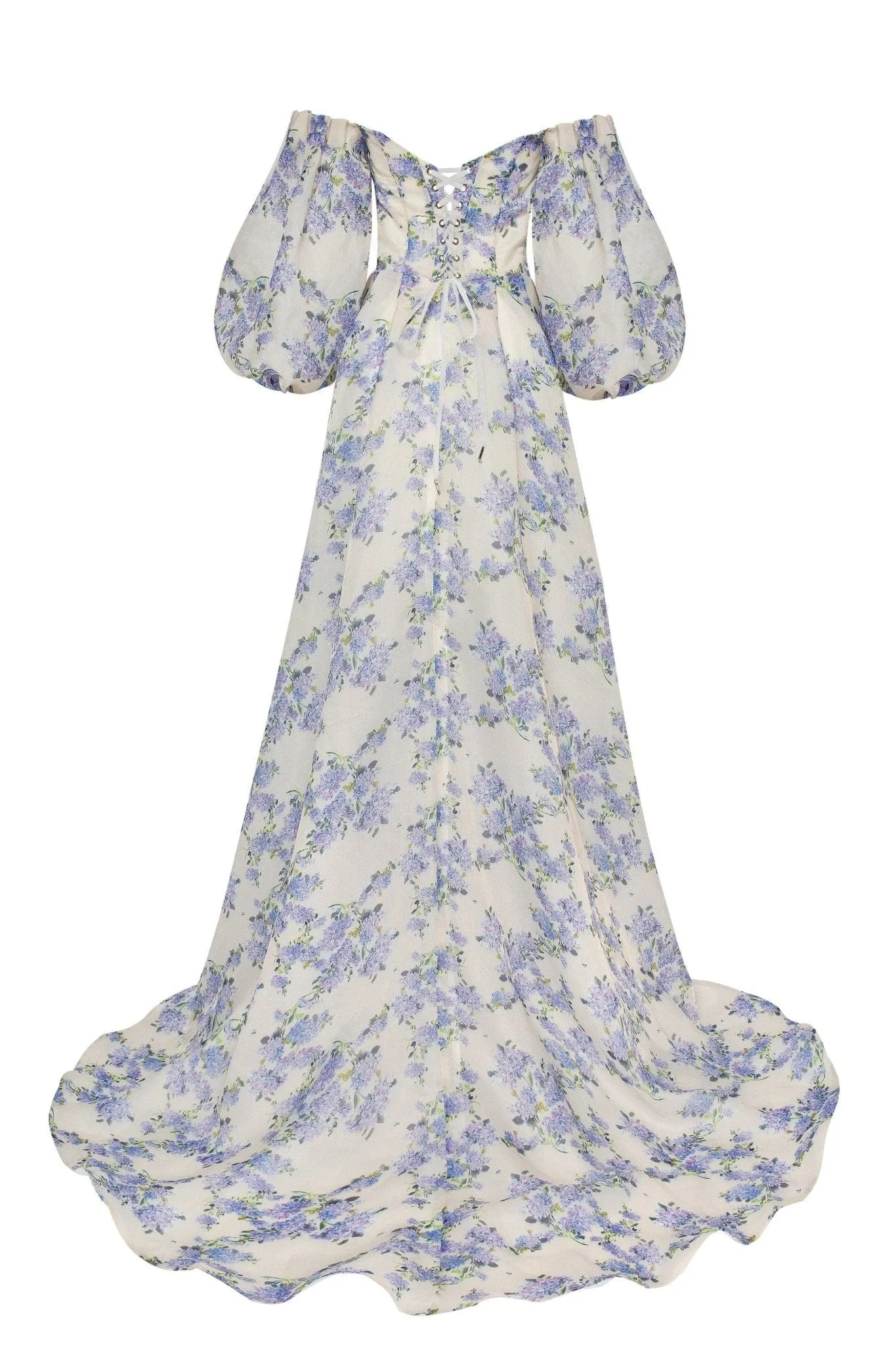 Hydrangea Elegant floral puff sleeve maxi dress sold by Milla product image thumbnail 3