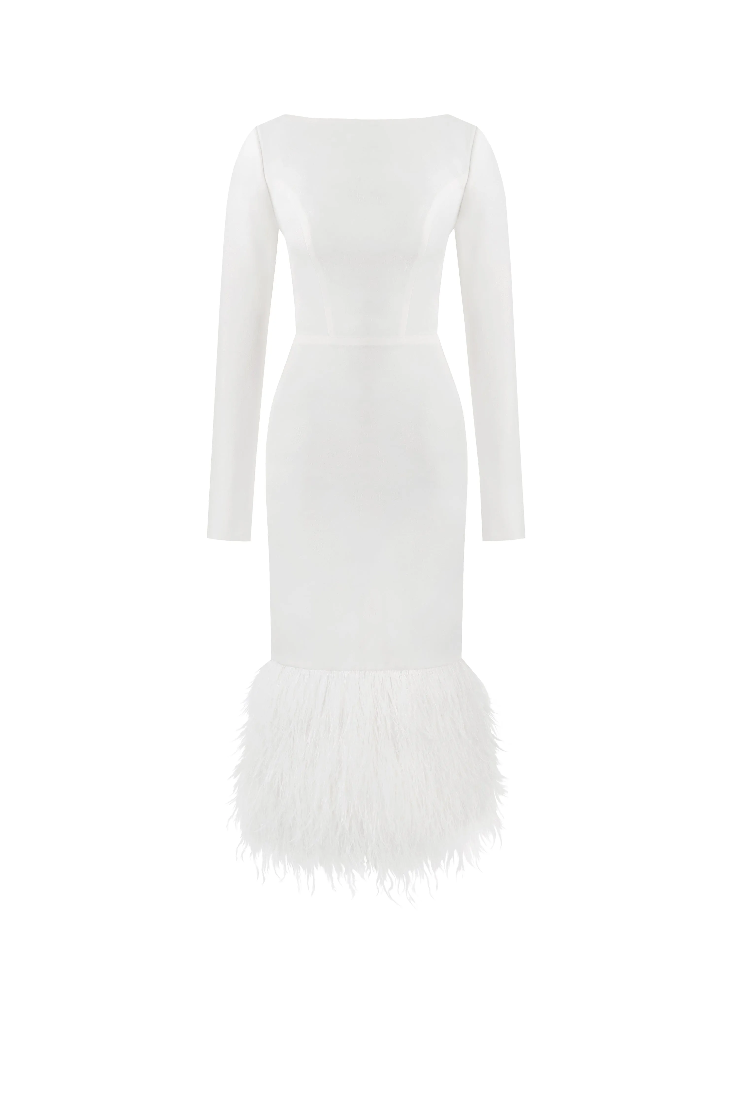 Glamorous feather-trimmed midi dress sold by Milla