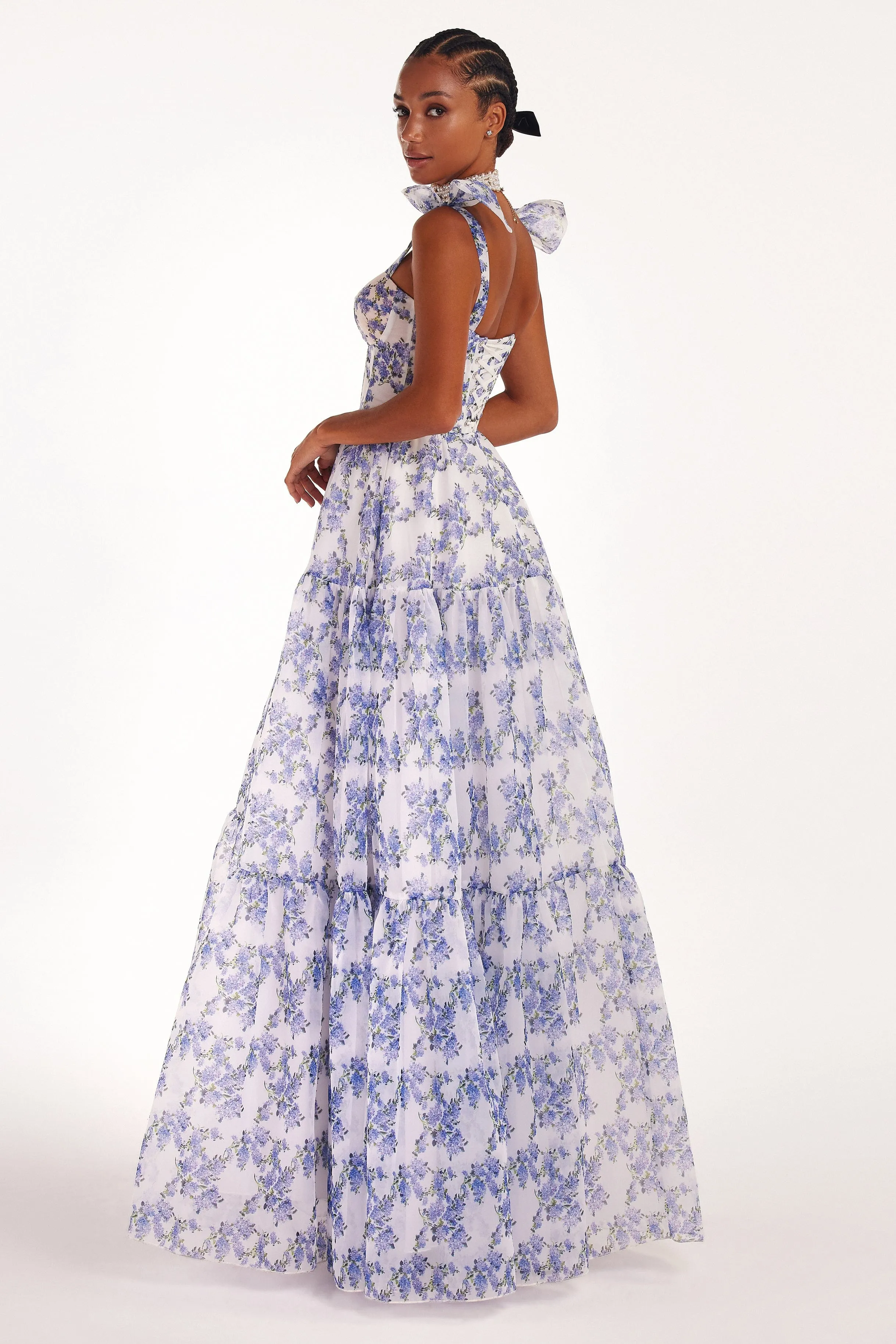 Blue Hydrangea tender tie-strap maxi dress sold by Milla product image thumbnail 4