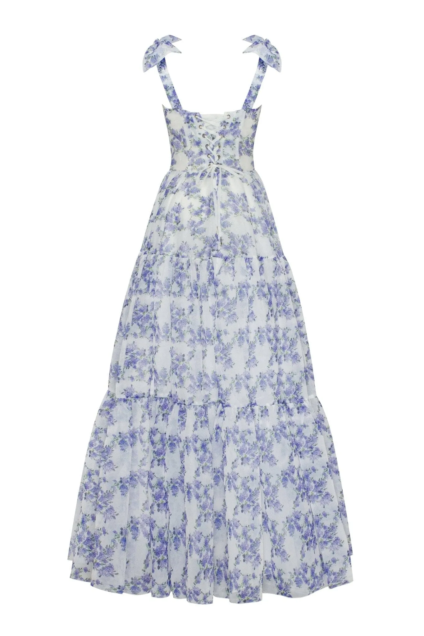 Blue Hydrangea tender tie-strap maxi dress sold by Milla product image thumbnail 3