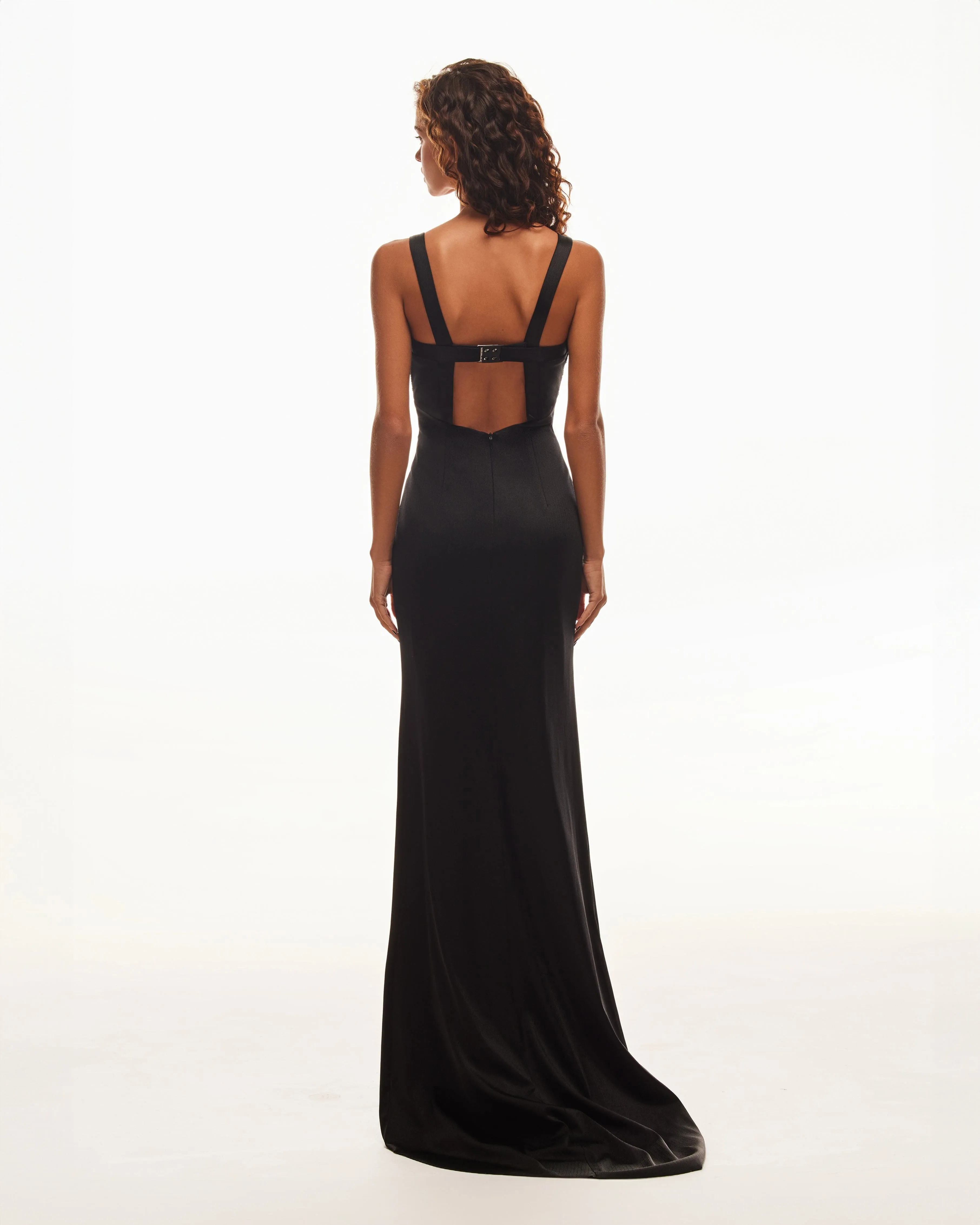 Show-stealer black maxi dress with a V-neckline, Smoky Quartz sold by Milla product image thumbnail 4