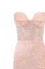 Entrance-worthy semi-transparent rose gold maxi sequined dress sold by Milla