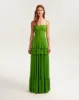 Green spaghetti strap pleated maxi dress, Garden of Eden sold by Milla