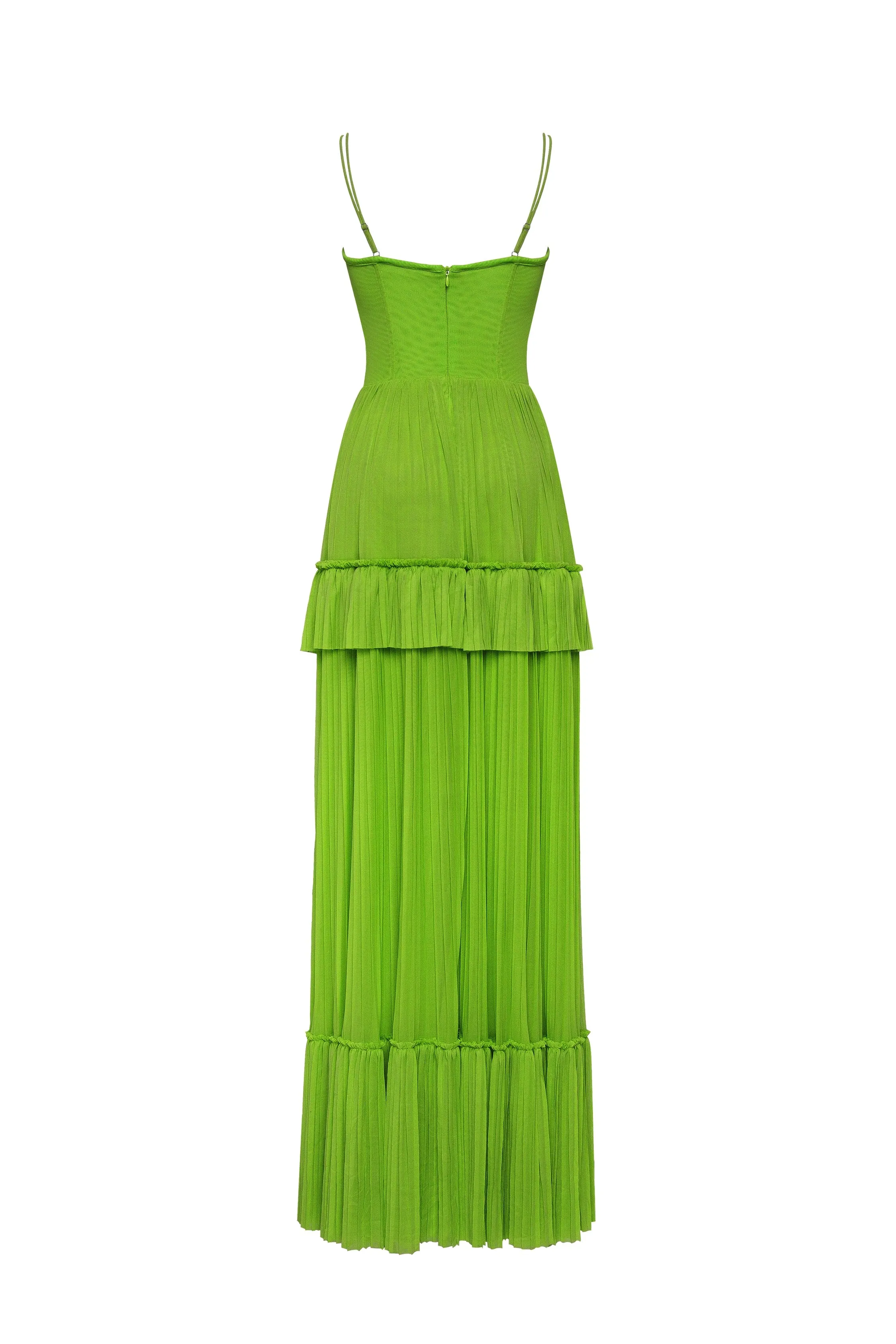 Green spaghetti strap pleated maxi dress, Garden of Eden sold by Milla product image thumbnail 3