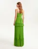 Green spaghetti strap pleated maxi dress, Garden of Eden sold by Milla