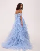 Light Blue All Ruffled Up Evening Fluffy Dress sold by Milla