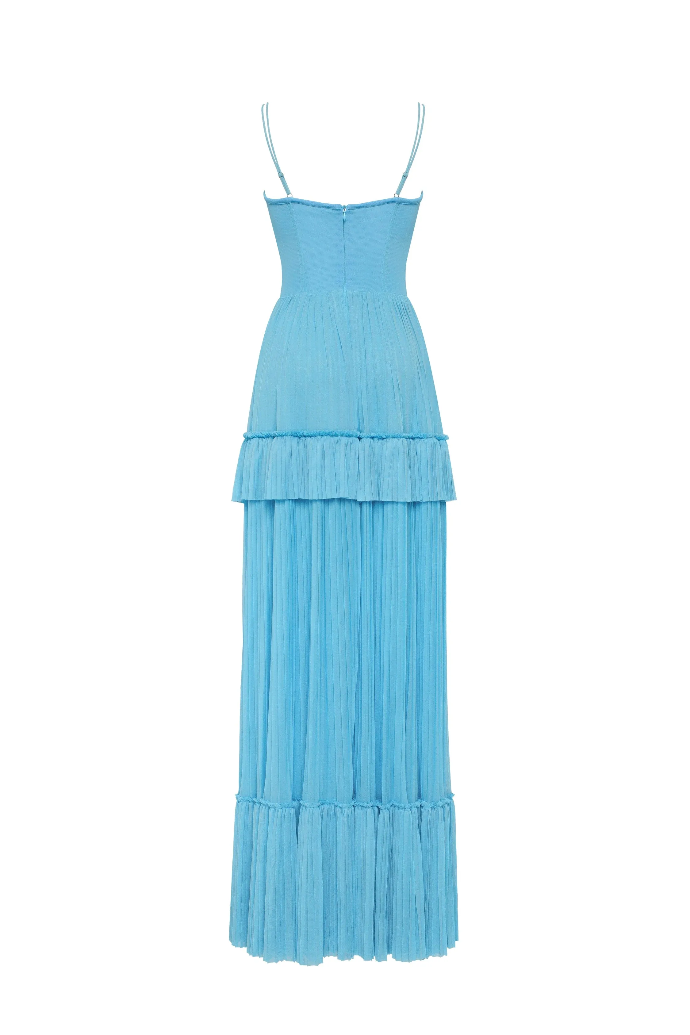 Sky-blue spaghetti strap pleated maxi dress, Garden of Eden sold by Milla product image thumbnail 3