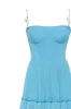 Sky-blue spaghetti strap pleated maxi dress, Garden of Eden sold by Milla