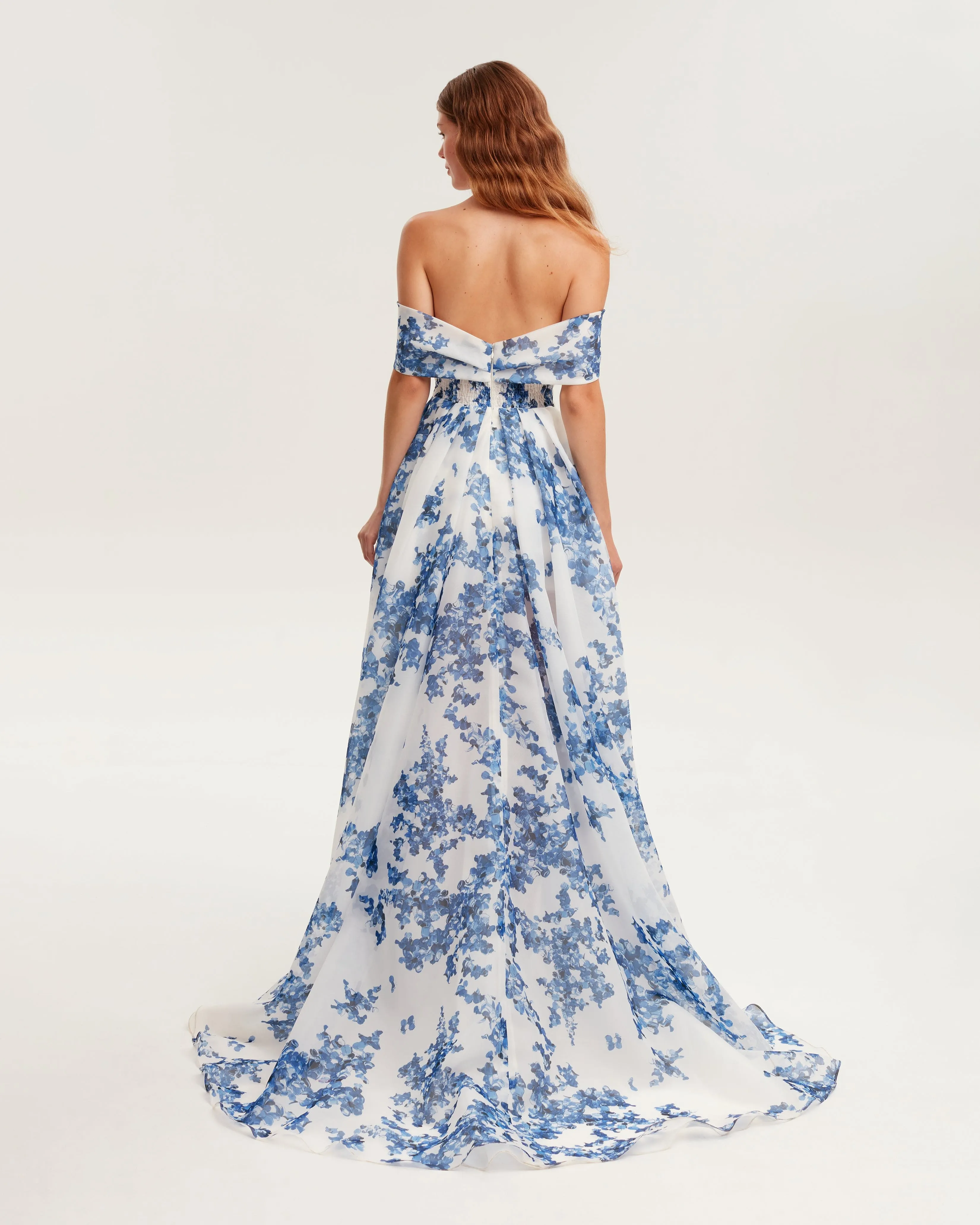 Catchy off-the-shoulder blue hydrangea maxi dress, Garden of Eden sold by Milla product image thumbnail 4