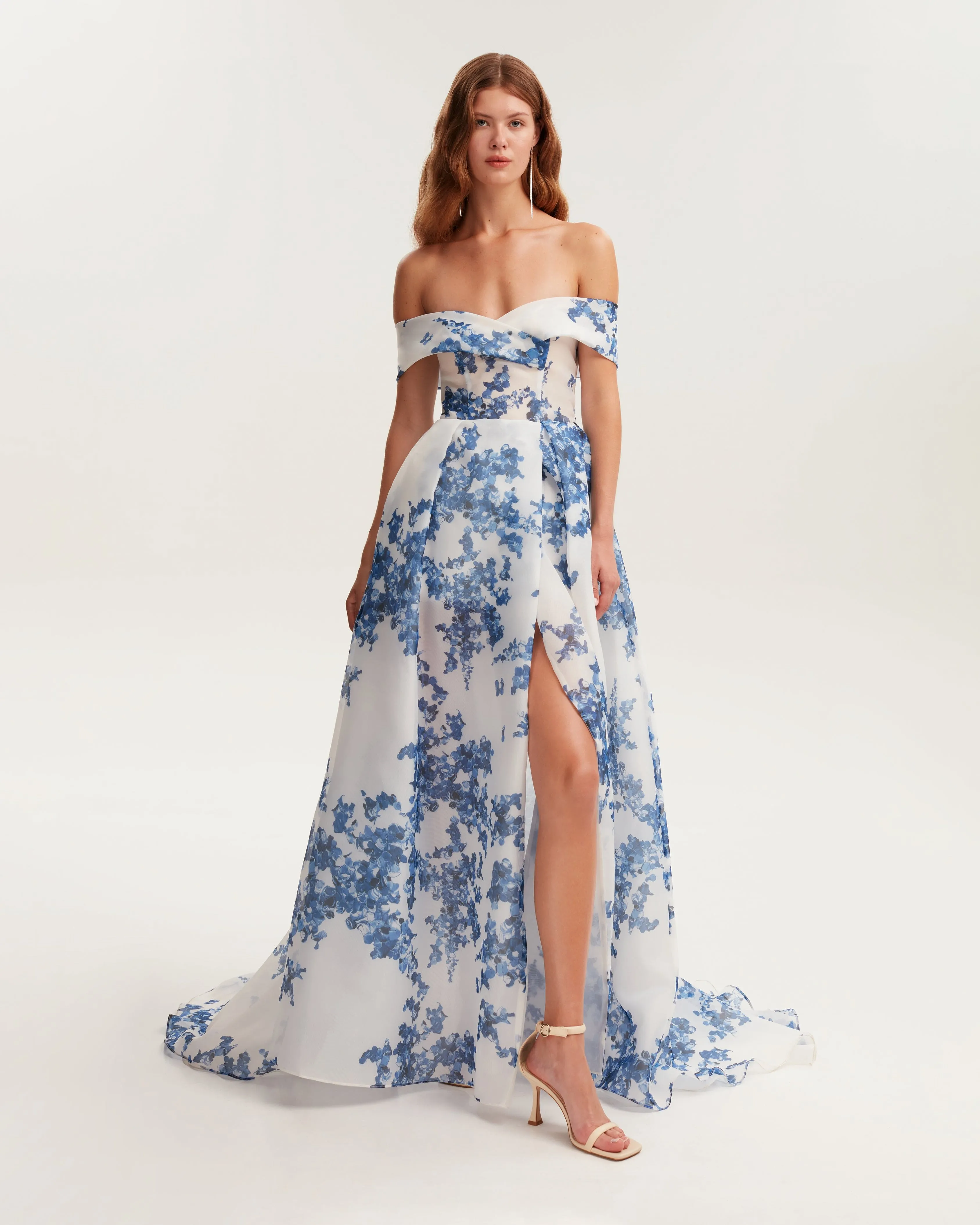 Catchy off-the-shoulder blue hydrangea maxi dress, Garden of Eden sold by Milla product image thumbnail 2