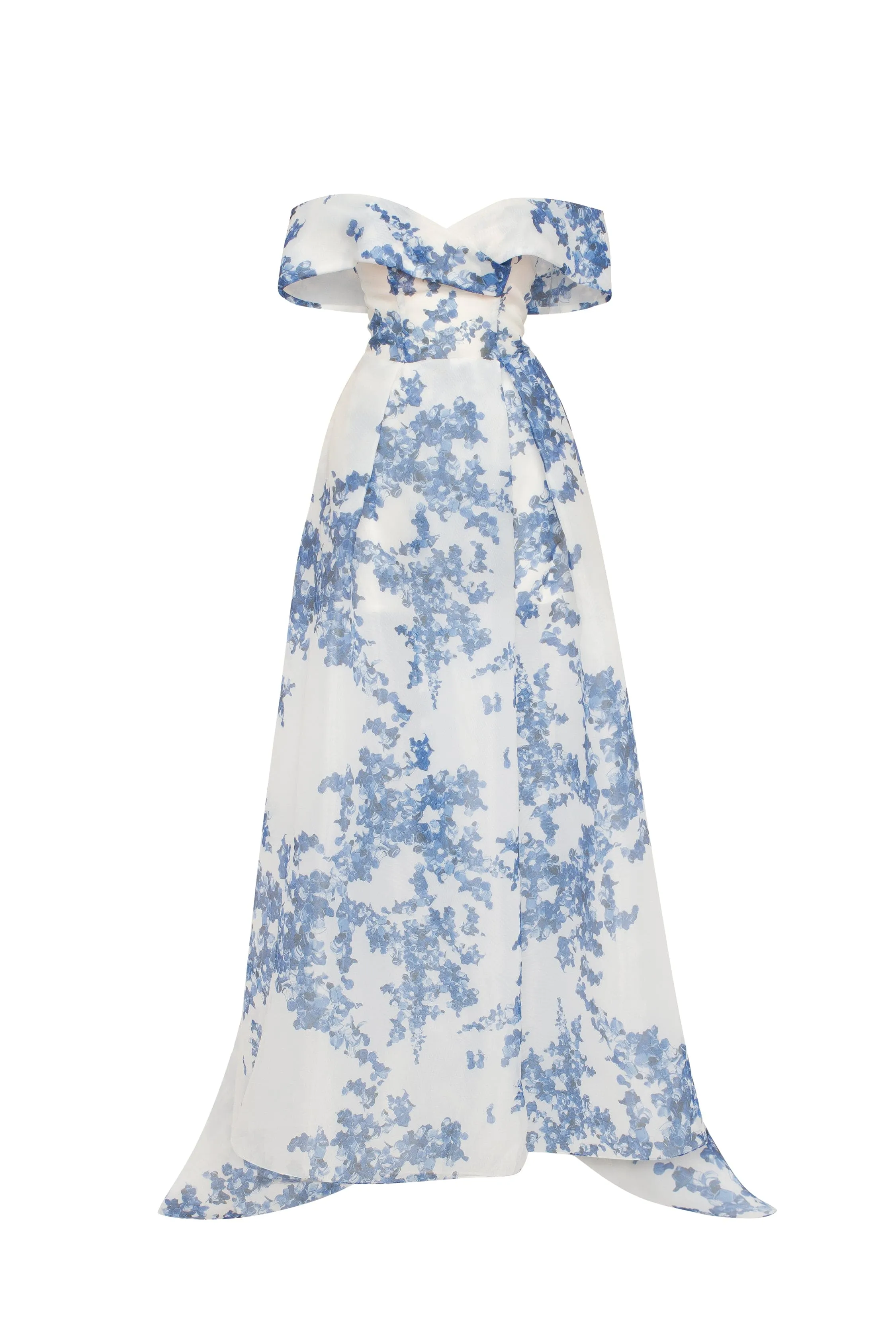Catchy off-the-shoulder blue hydrangea maxi dress, Garden of Eden sold by Milla