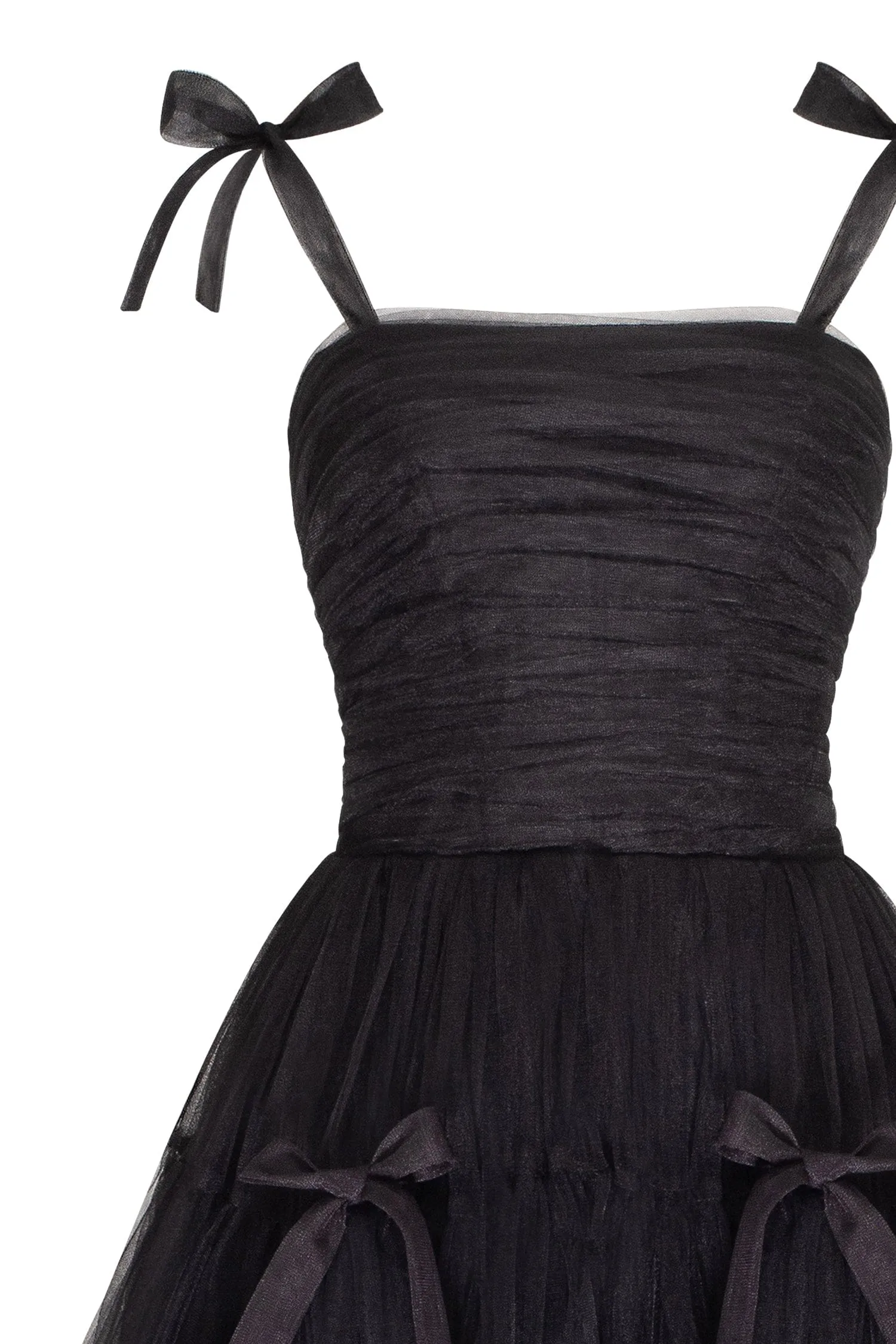 Adorable midi tie-strap black tulle dress sold by Milla product image thumbnail 5