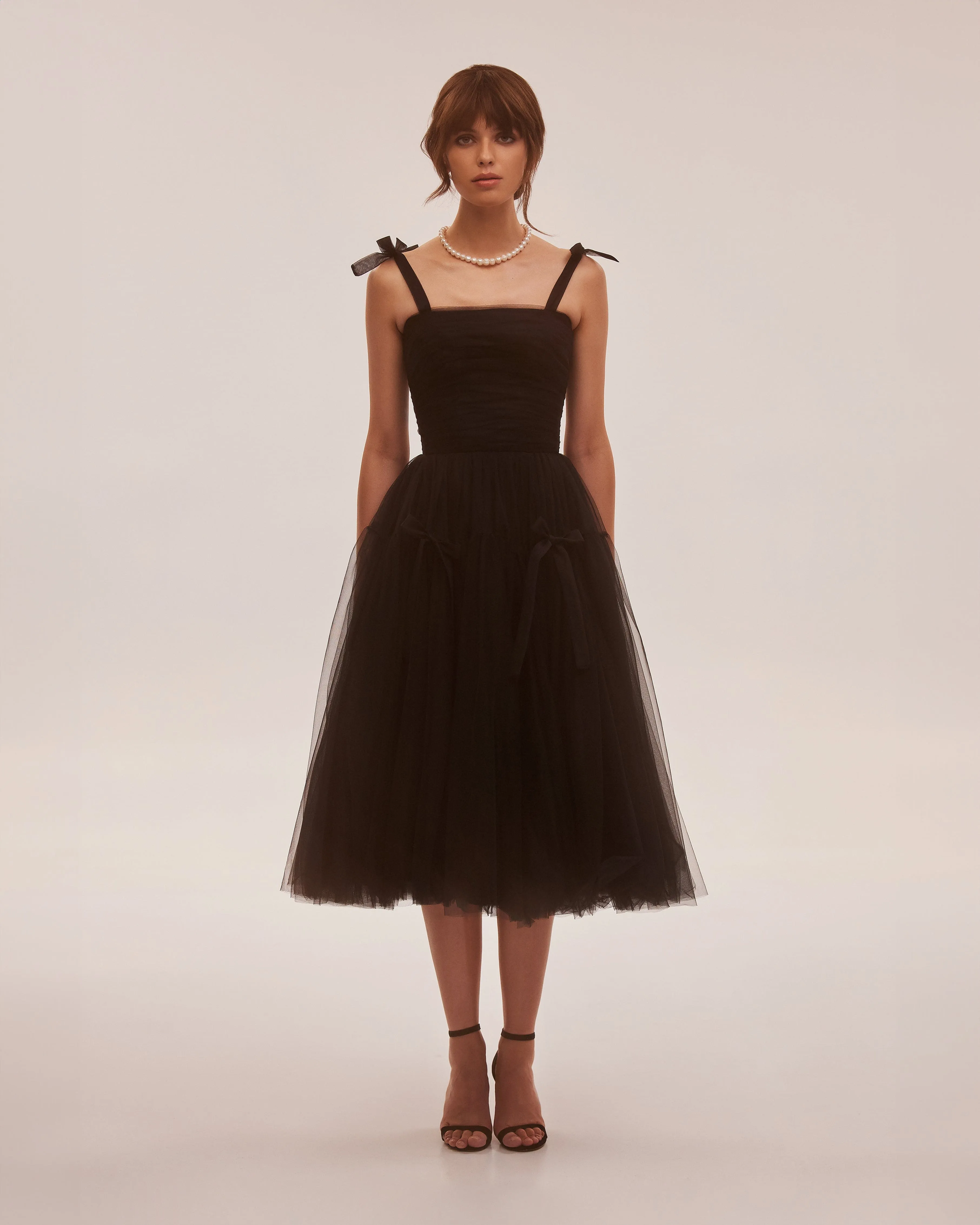 Adorable midi tie-strap black tulle dress sold by Milla product image thumbnail 2