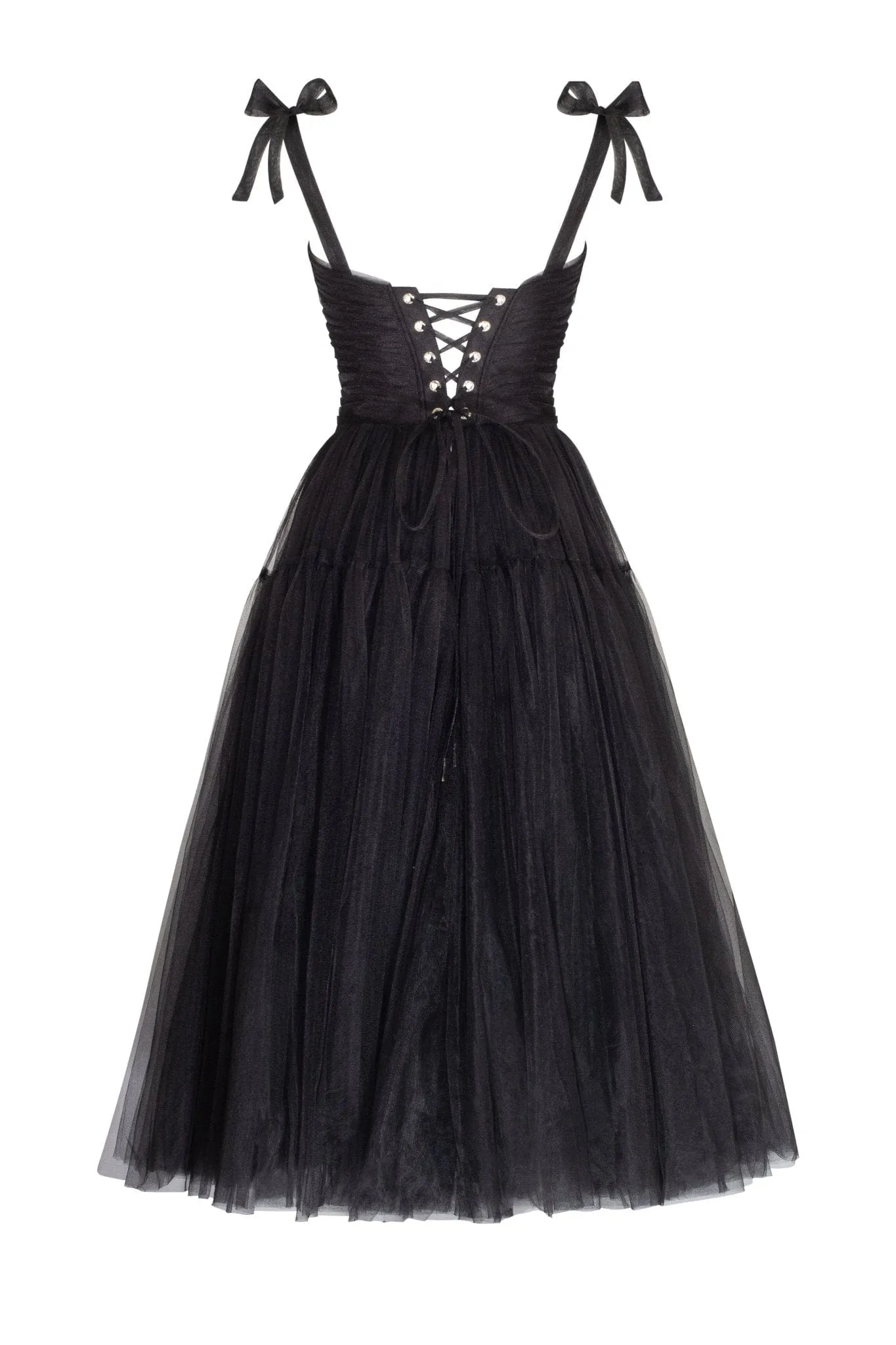 Adorable midi tie-strap black tulle dress sold by Milla product image thumbnail 3