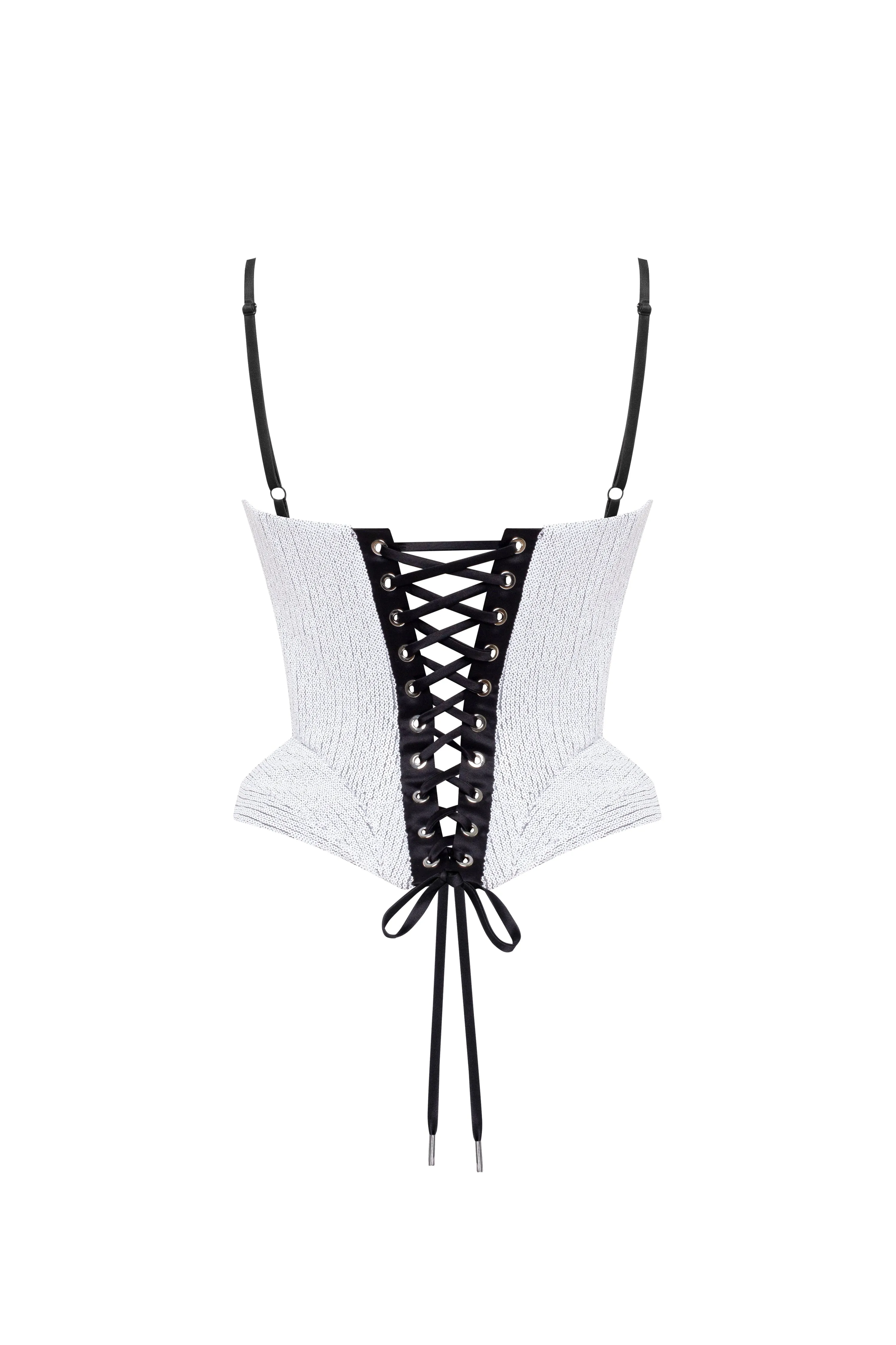 Spaghetti straps heart-shaped black & white corset sold by Milla product image thumbnail 3
