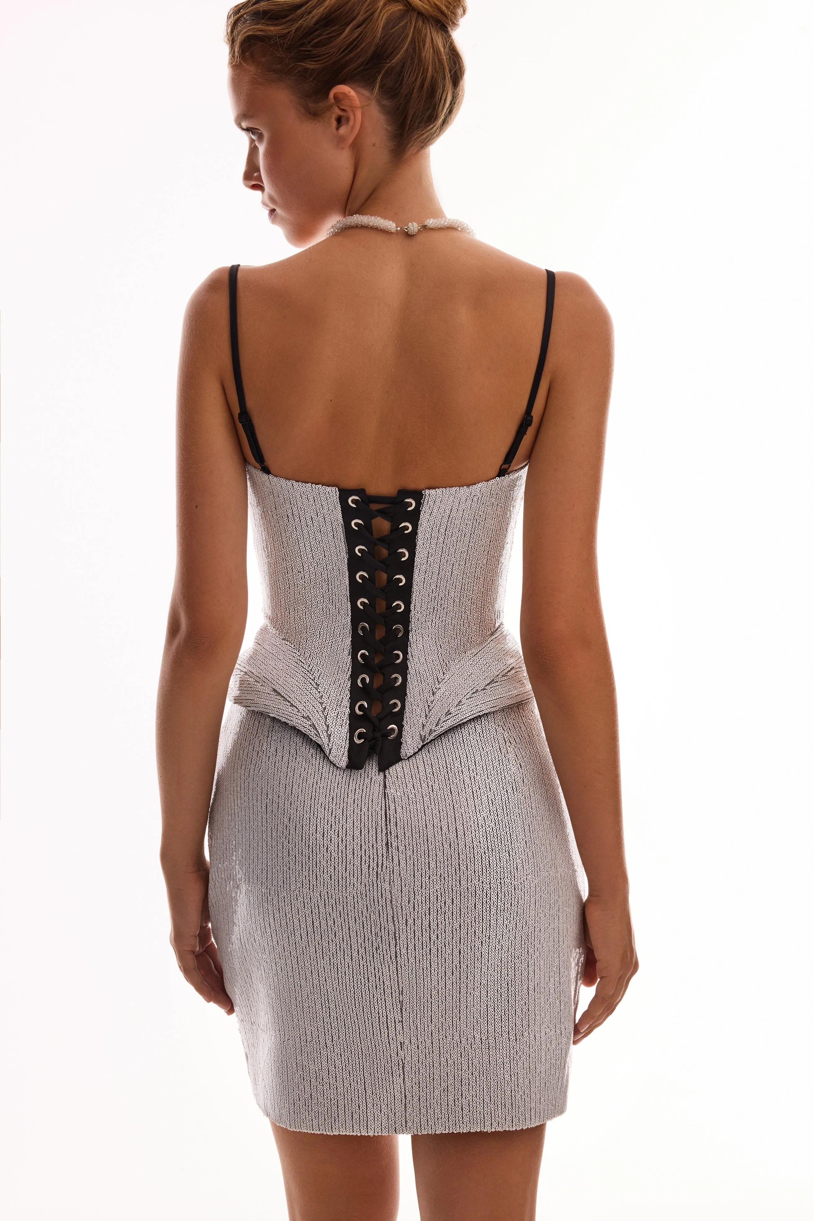 Spaghetti straps heart-shaped black & white corset sold by Milla product image thumbnail 4