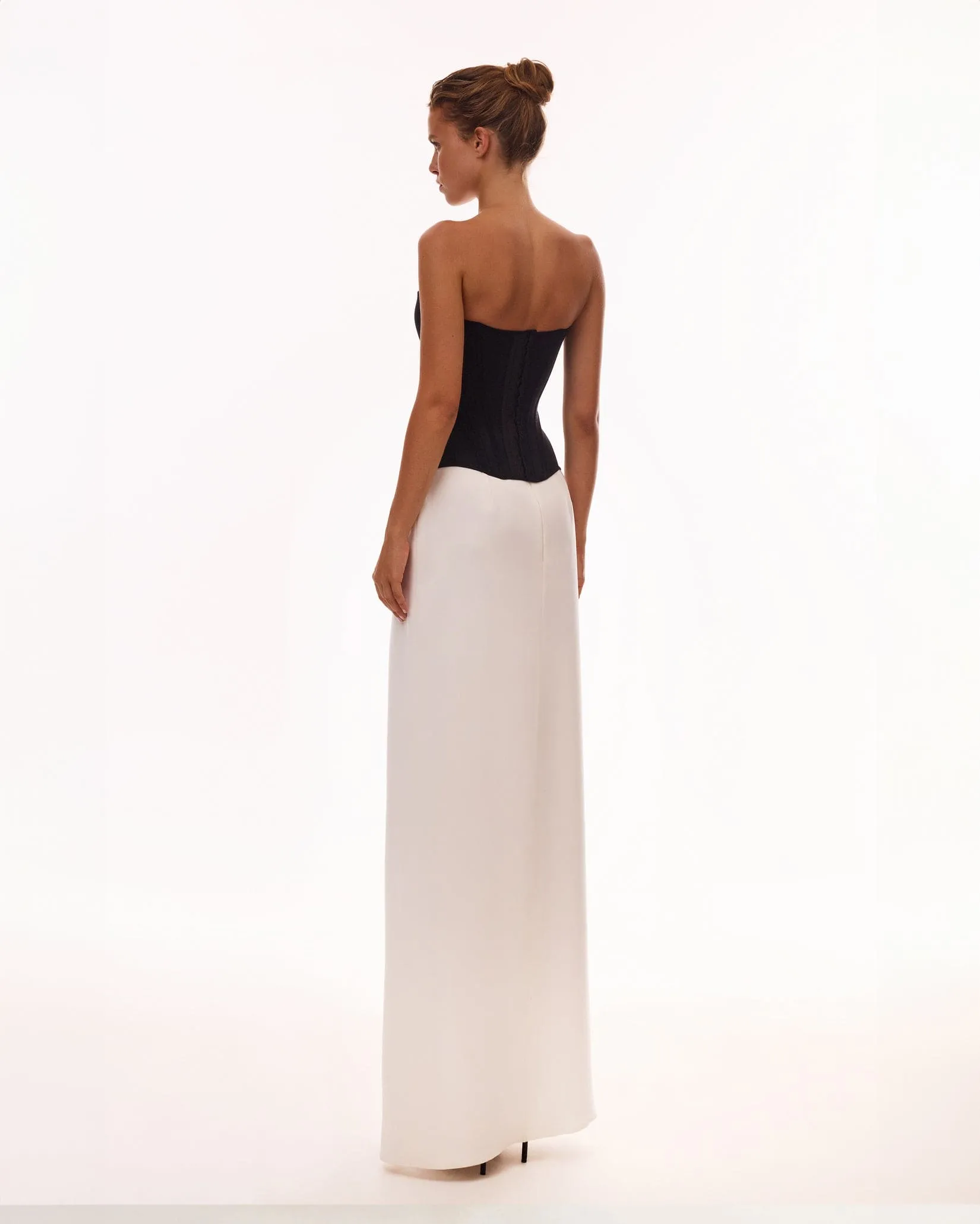 Refined fitted white maxi skirt with a slit sold by Milla product image thumbnail 4