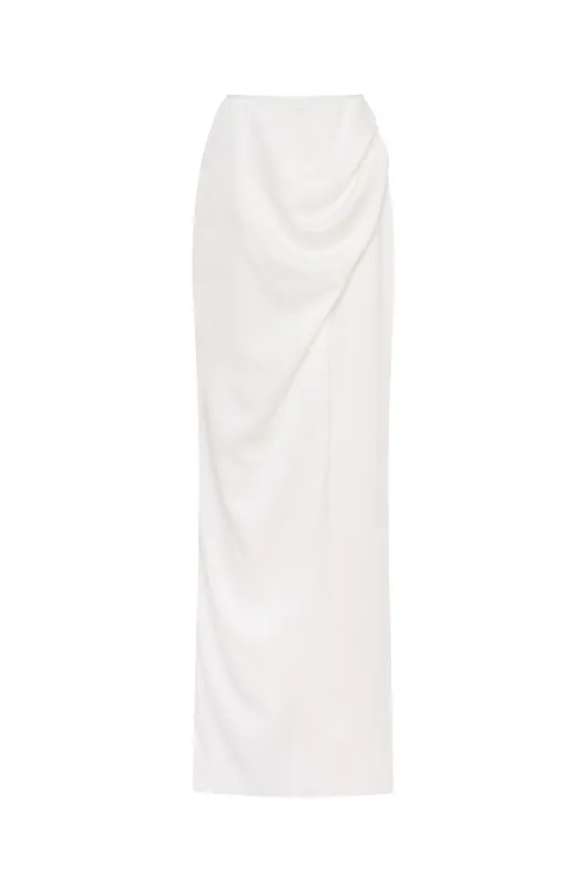 Refined fitted white maxi skirt with a slit sold by Milla
