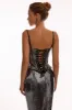 Sensational spaghetti straps sequined gray corset sold by Milla