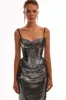 Sensational spaghetti straps sequined gray corset sold by Milla