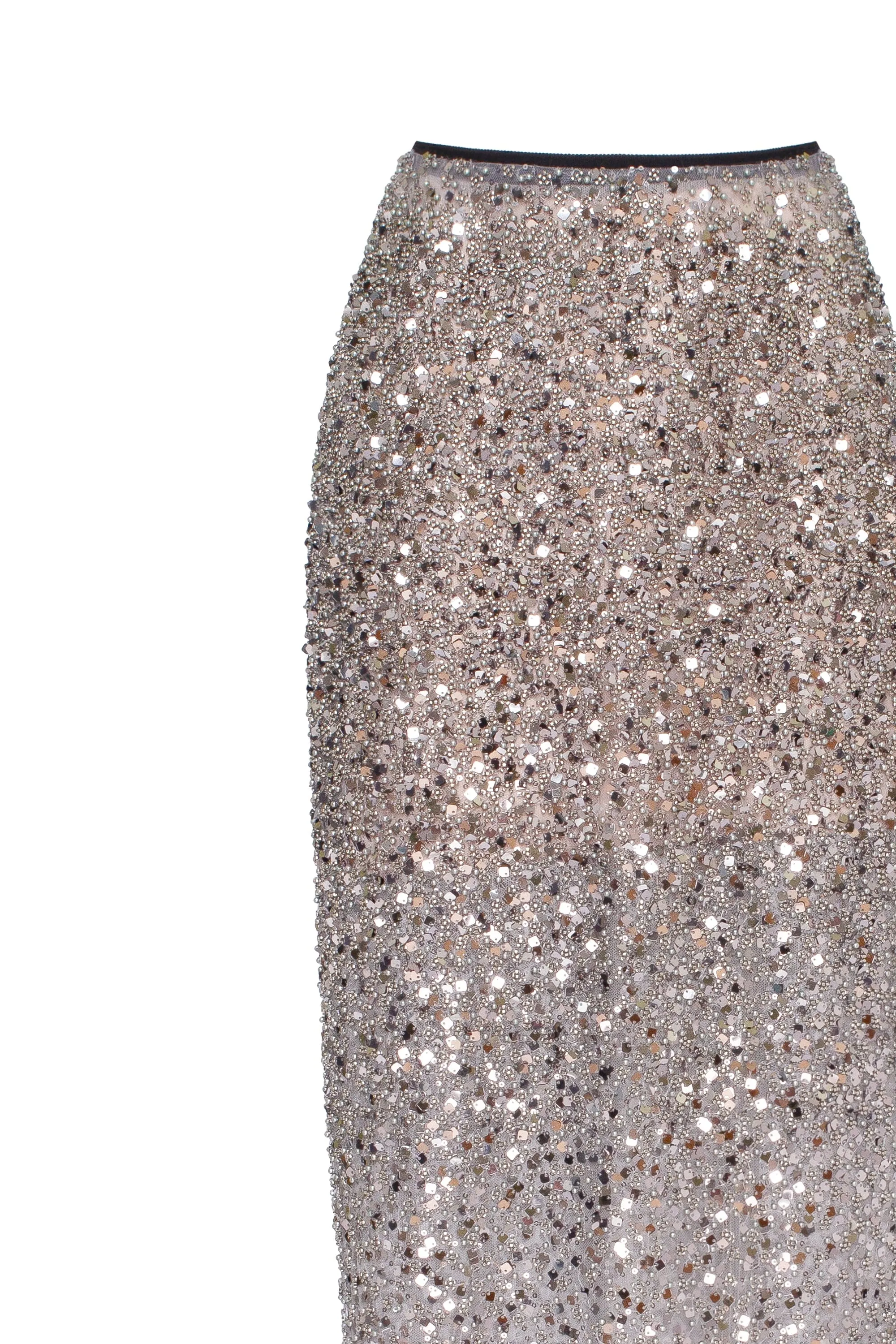 Showstopper fully sequined silver fitted maxi skirt sold by Milla product image thumbnail 5