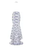 Blue Hydrangea mock neck sleeveless evening dress sold by Milla
