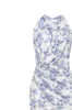 Blue Hydrangea mock neck sleeveless evening dress sold by Milla