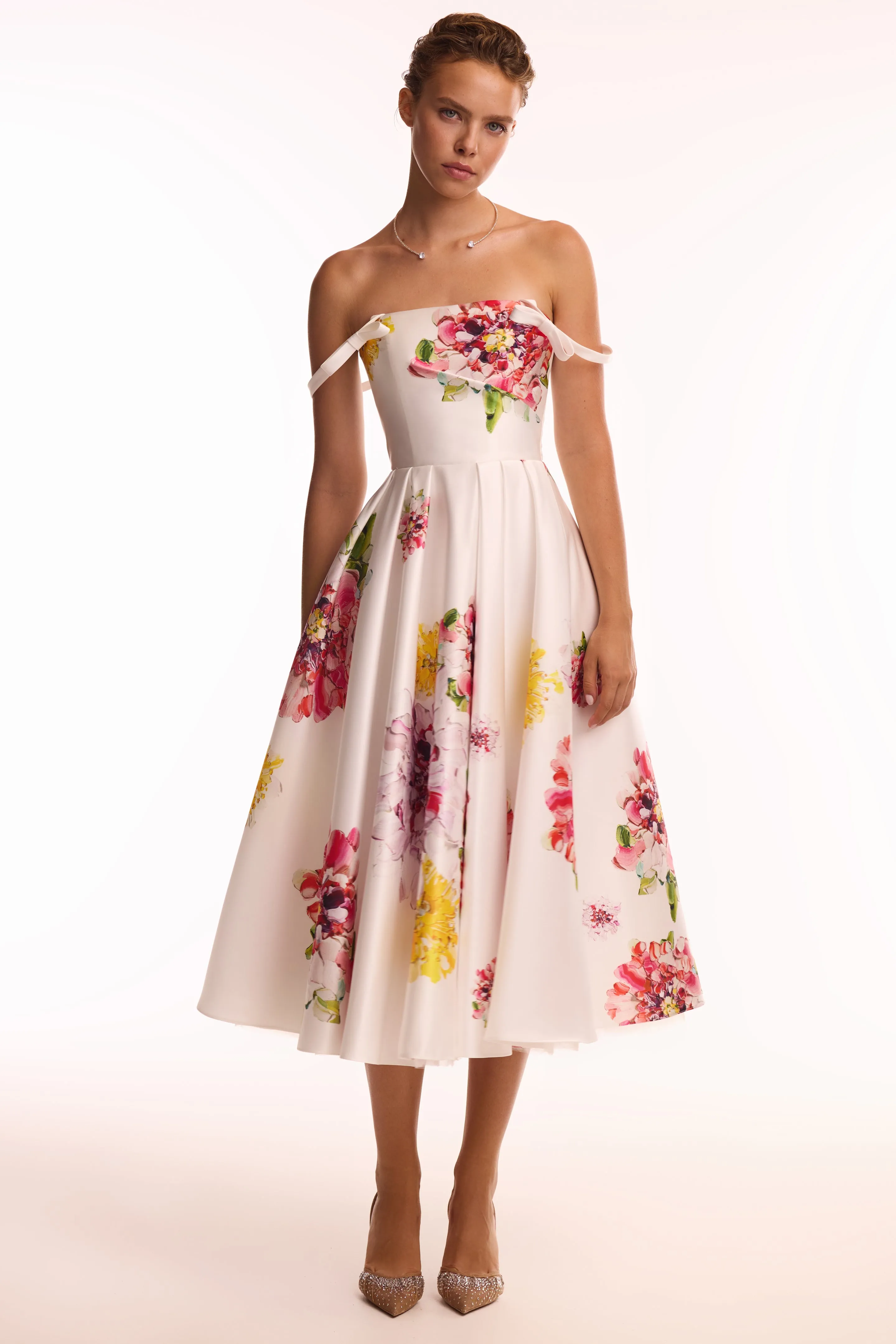 Tea-length ivory floral dress, Glow-Up sold by Milla product image thumbnail 2