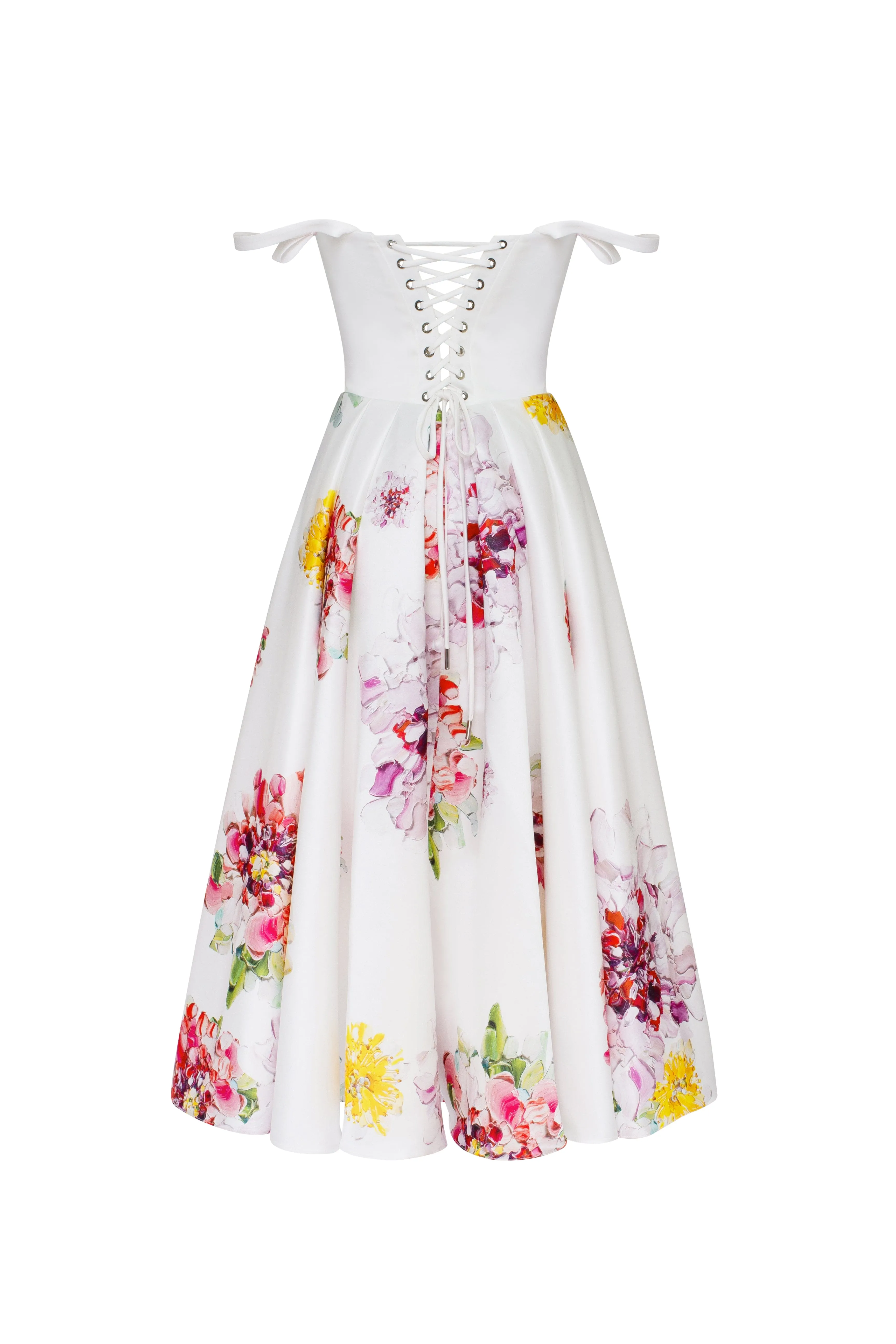 Tea-length ivory floral dress, Glow-Up sold by Milla product image thumbnail 3