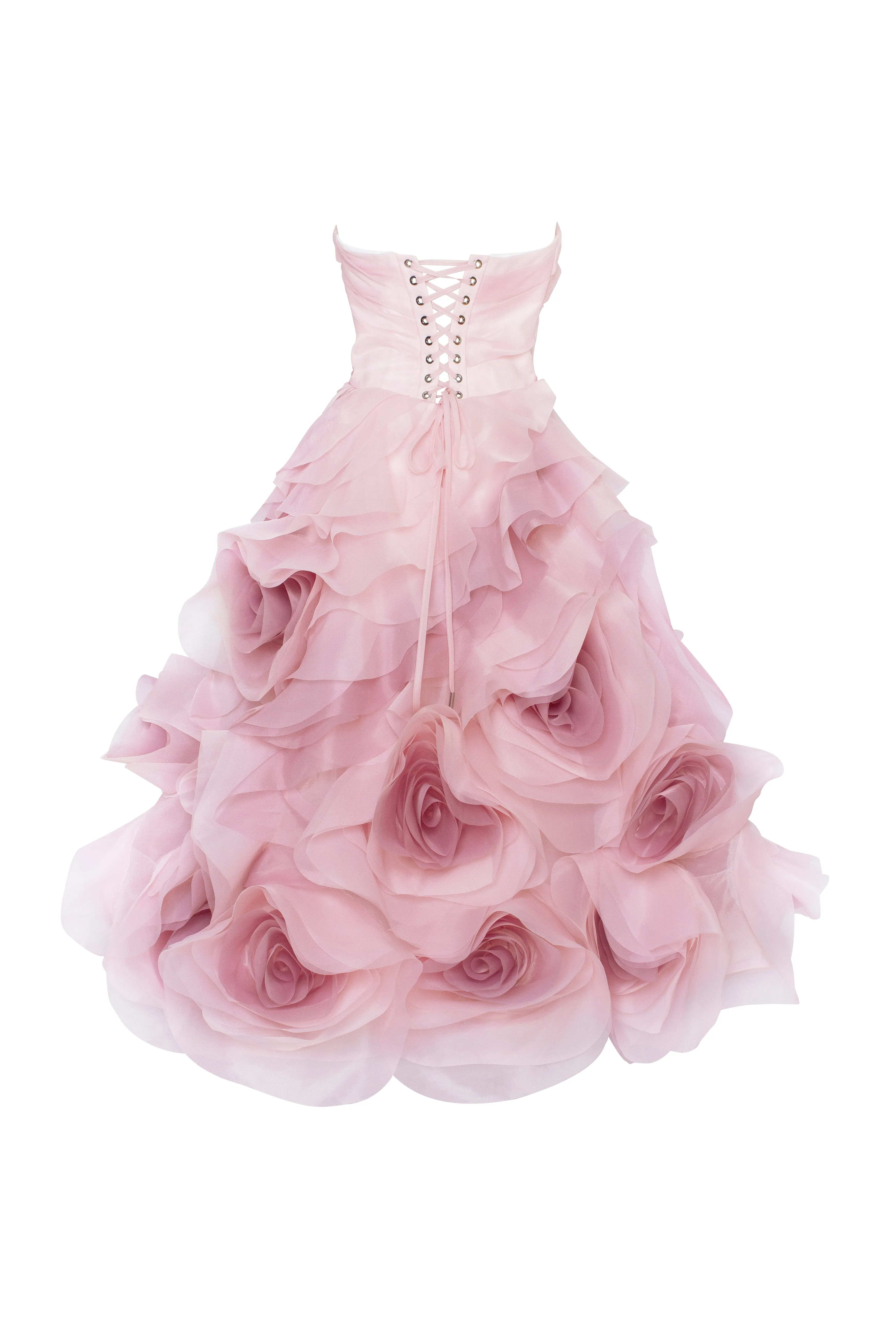 Dramatic flowered organza midi dress in misty rose, Glow-Up sold by Milla product image thumbnail 3