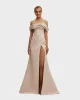 Misty Rose Princess strapless gown with thigh slit sold by Milla