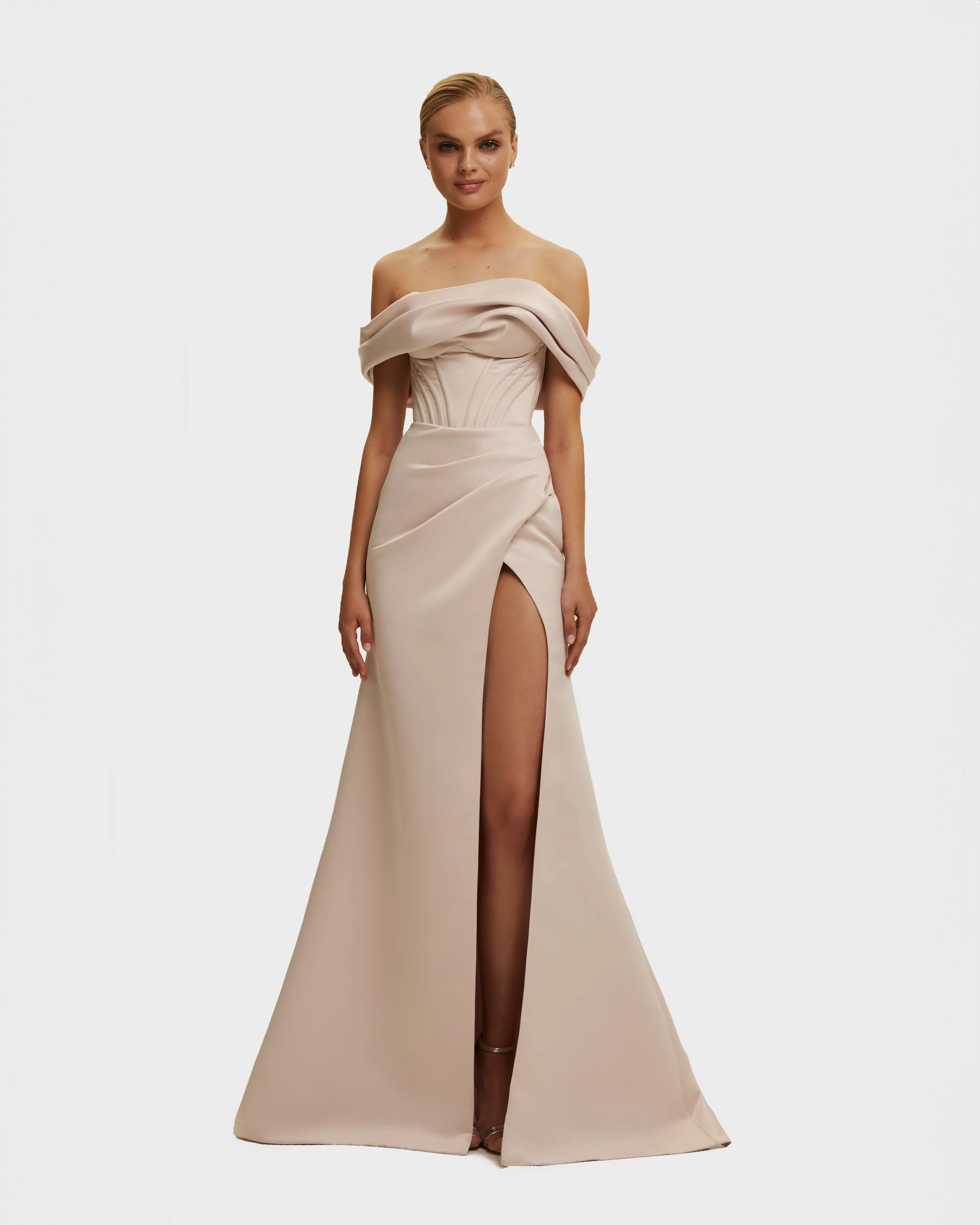 Misty Rose Princess strapless gown with thigh slit sold by Milla product image thumbnail 2