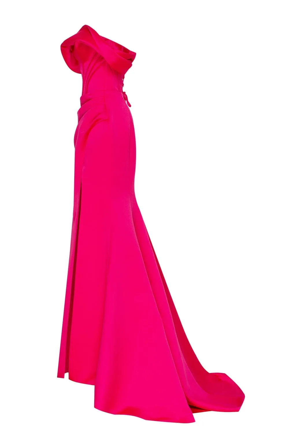 Fuchsia Princess strapless gown with thigh slit sold by Milla product image thumbnail 5