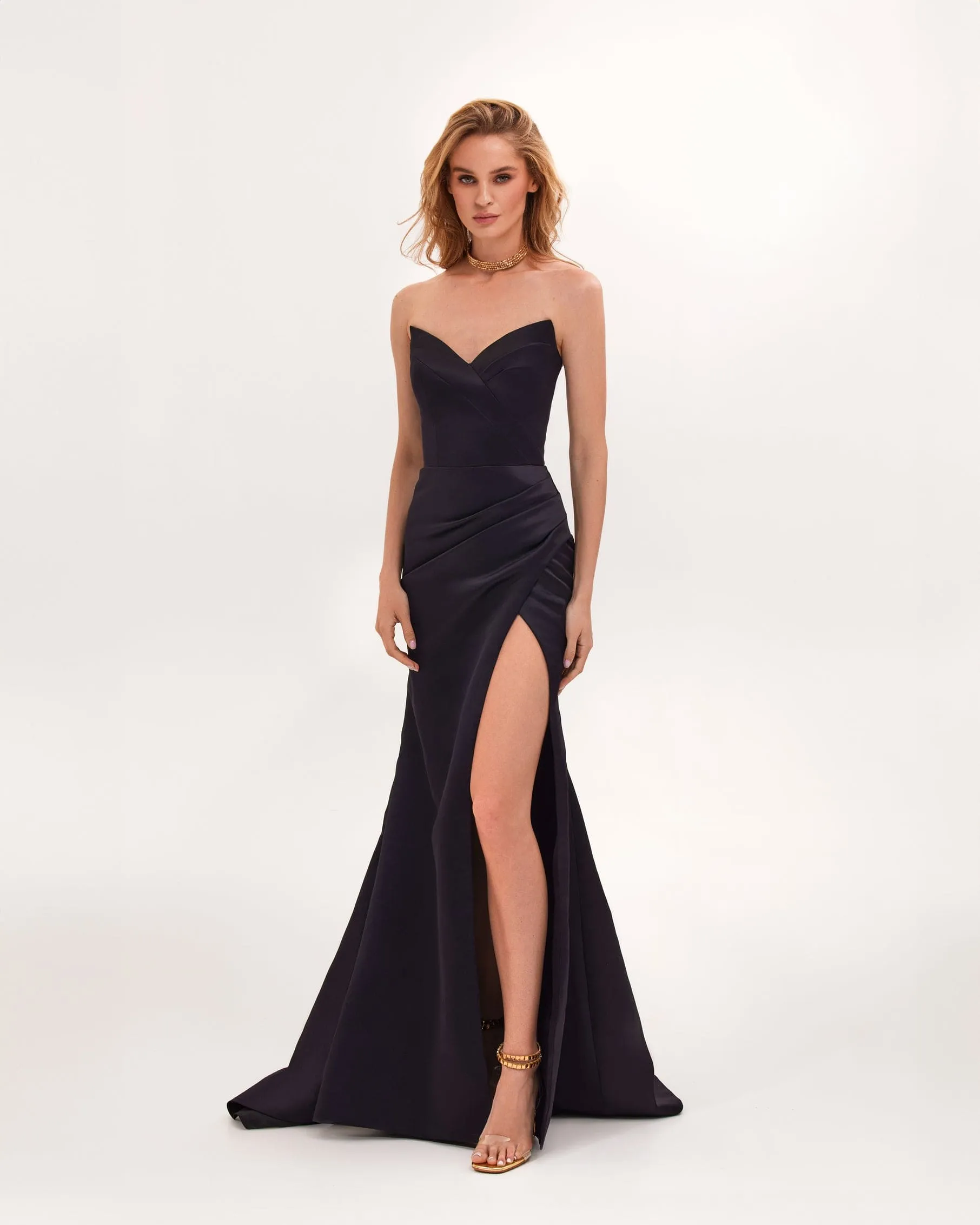 Black Strapless evening gown with thigh slit sold by Milla product image thumbnail 2