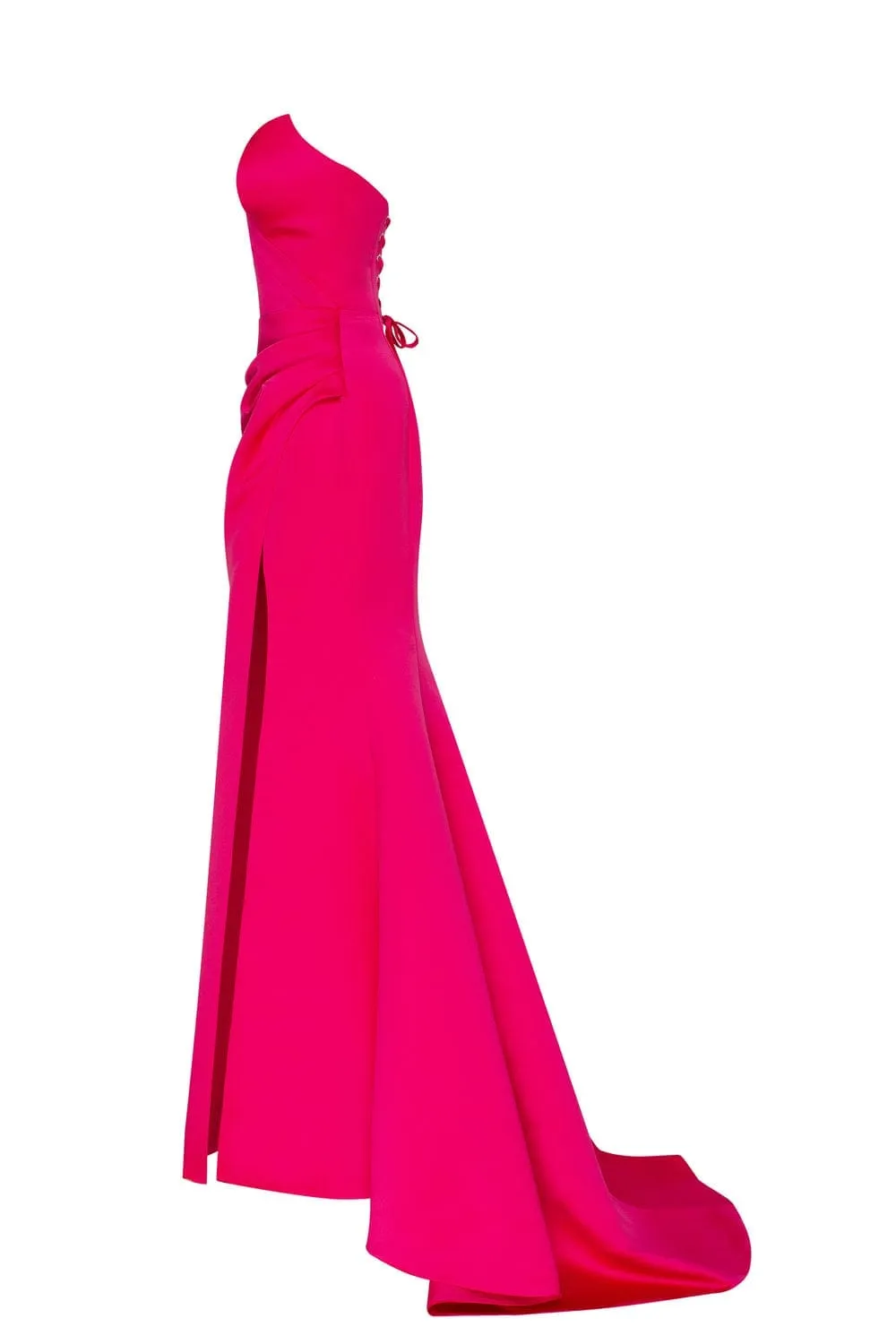 Fuchsia Strapless evening gown with thigh slit sold by Milla product image thumbnail 5