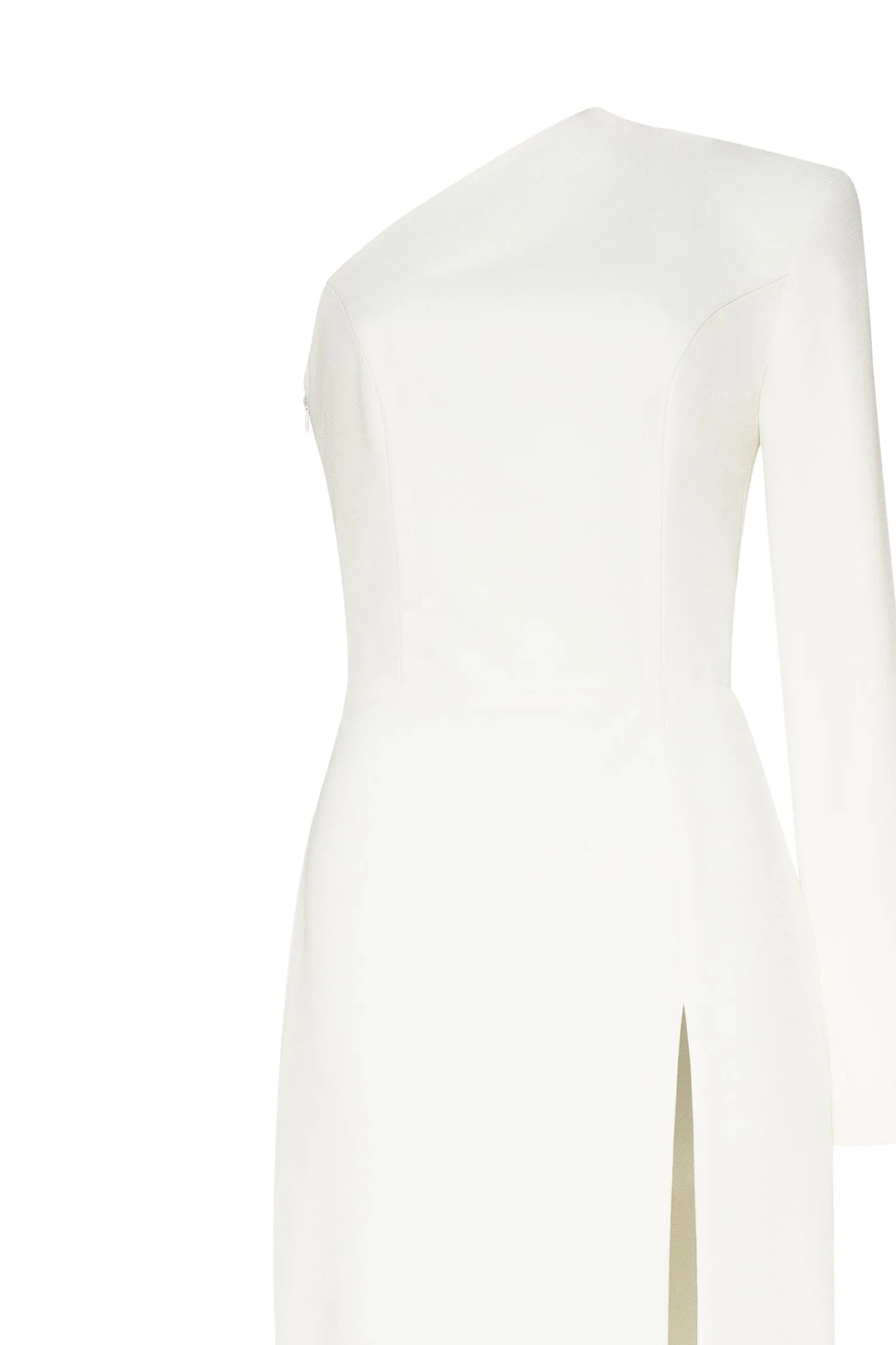 White Long-sleeved dress with sharp shoulder cut sold by Milla product image thumbnail 5