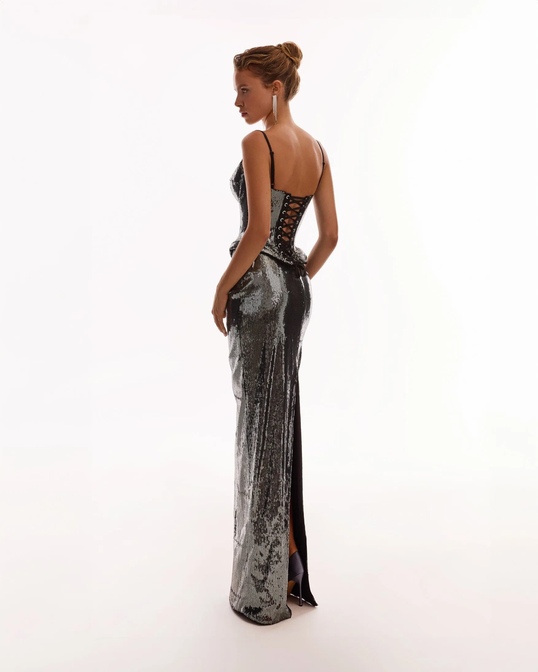 Dramatic fitted sequined gray maxi skirt, Midnight Walk sold by Milla product image thumbnail 4
