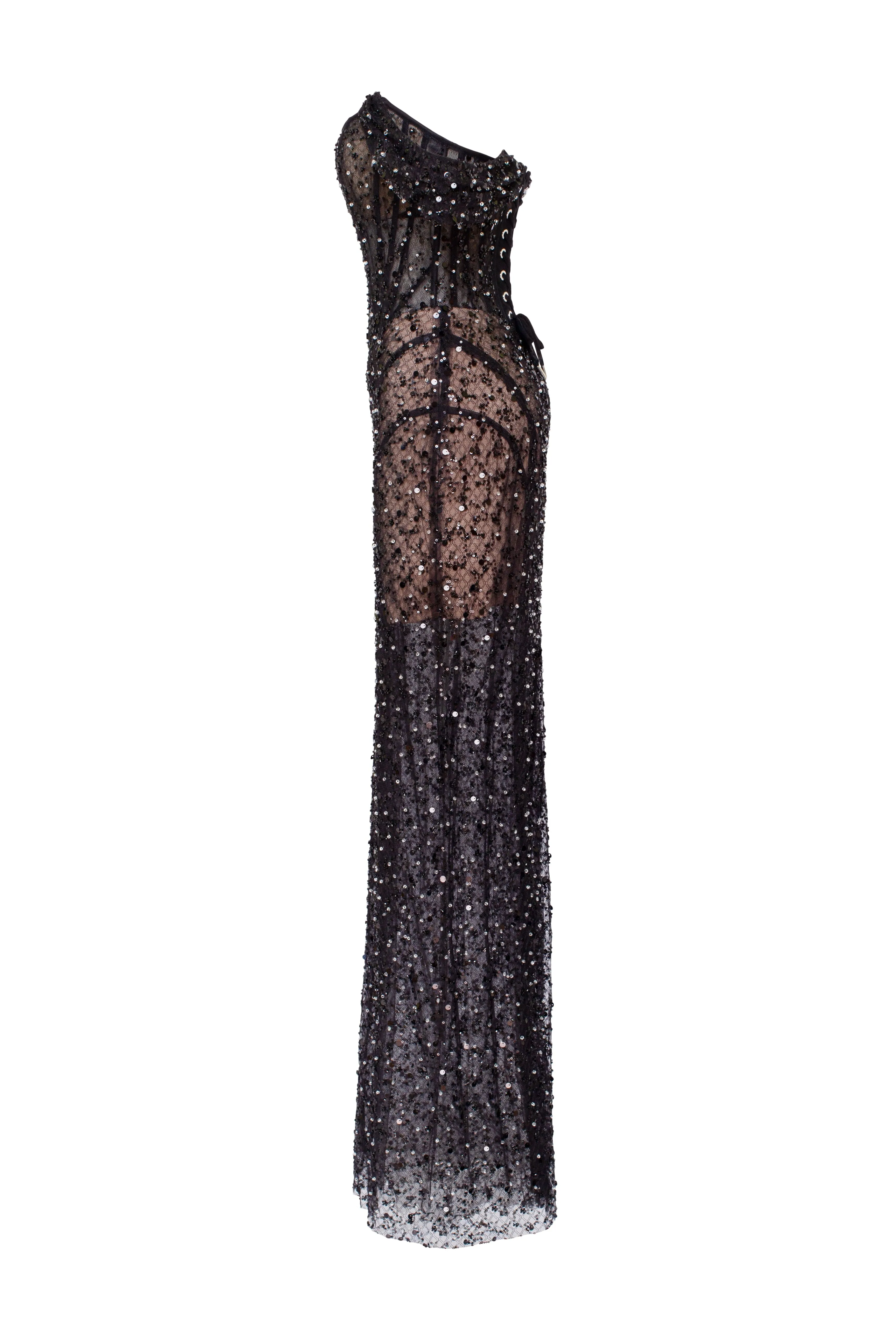 Striking black sequined fitted maxi dress, Midnight Walk sold by Milla product image thumbnail 5