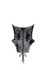 Black lace over the white mesh peplum corset with an oversized bow, Parisienne sold by Milla