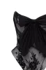 Black lace over the white mesh peplum corset with an oversized bow, Parisienne sold by Milla