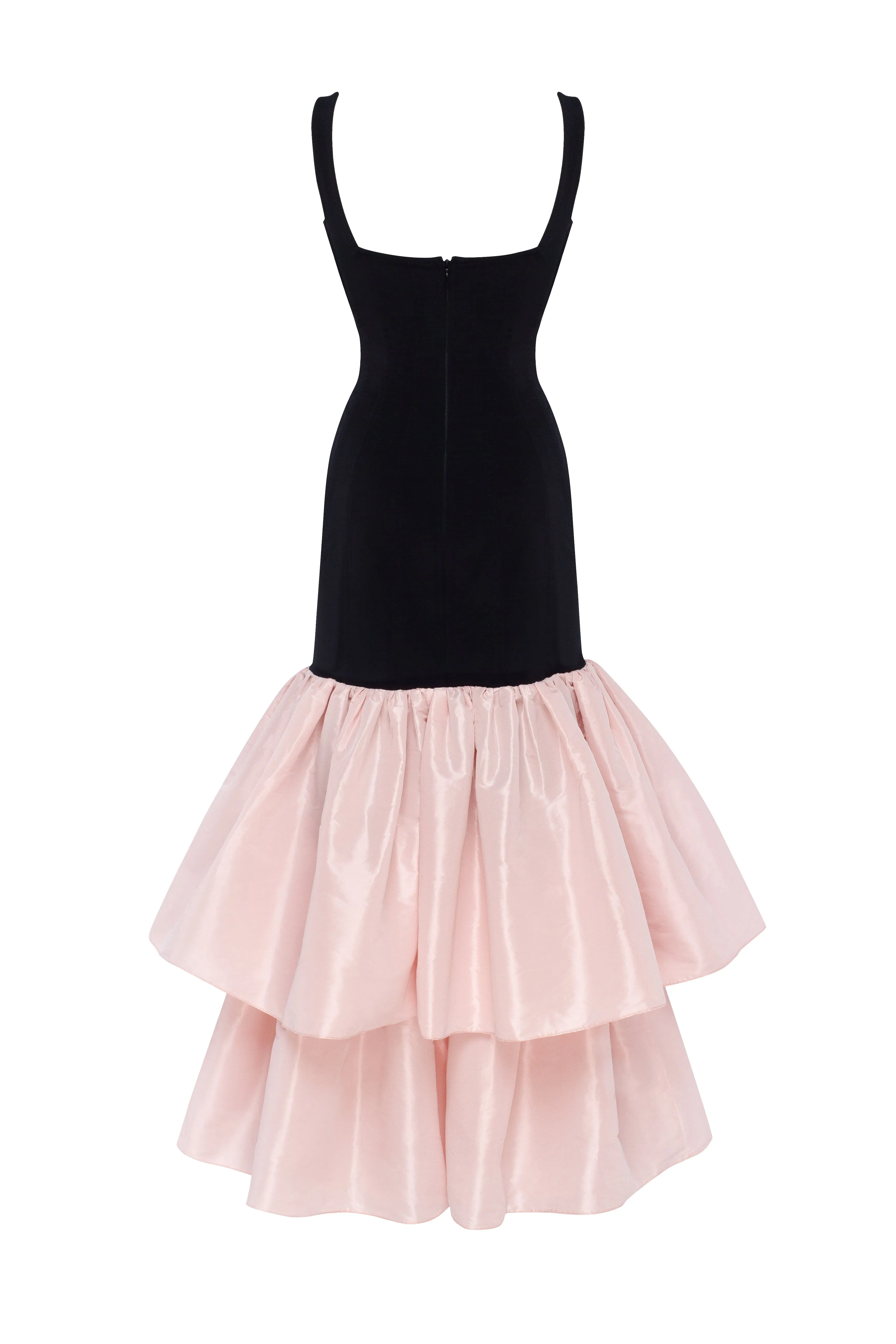Black fitted maxi dress with pink puffy tiered skirt, Parisienne sold by Milla product image thumbnail 3