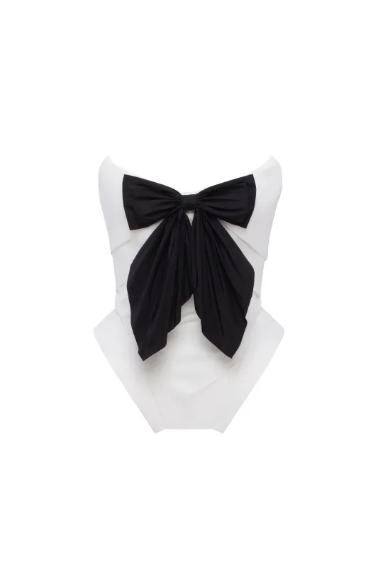 Sleeveless white corset with detachable bow, Parisienne sold by Milla