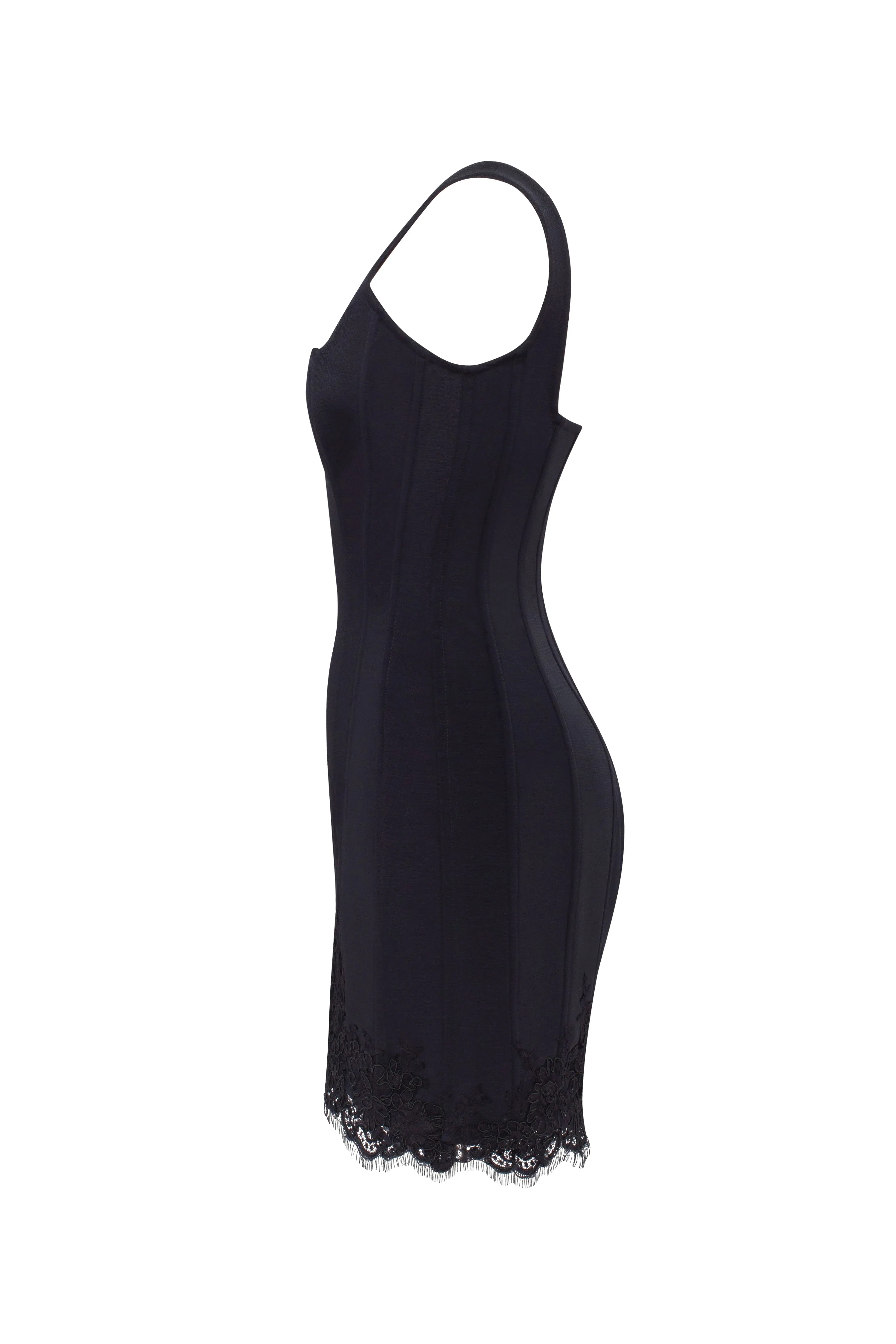 Sultry black corset mini dress with lace hem, Parisienne sold by Milla product image thumbnail 5