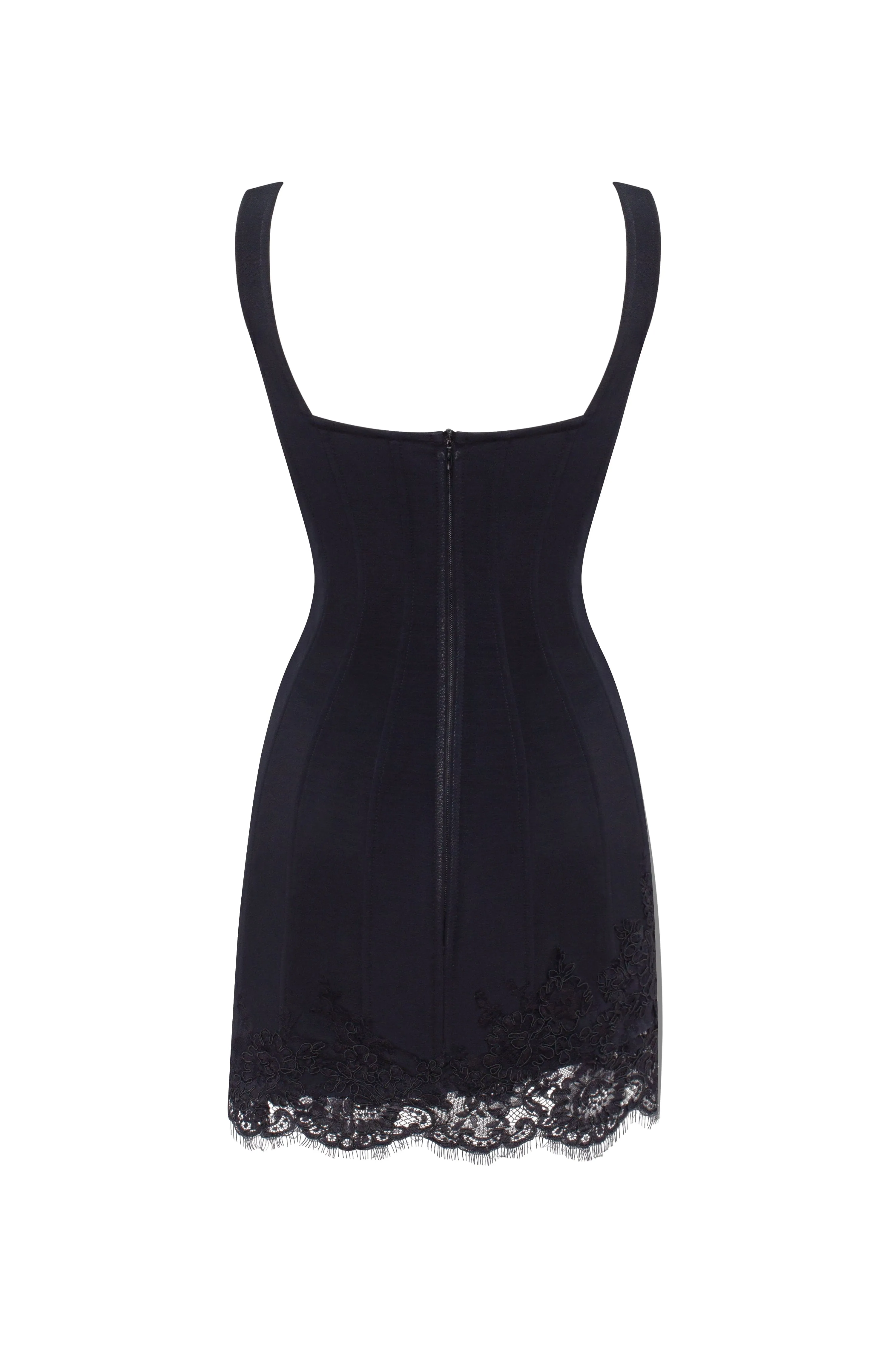Sultry black corset mini dress with lace hem, Parisienne sold by Milla product image thumbnail 3