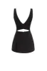Glossy ultra mini dress in black with cutouts sold by Milla