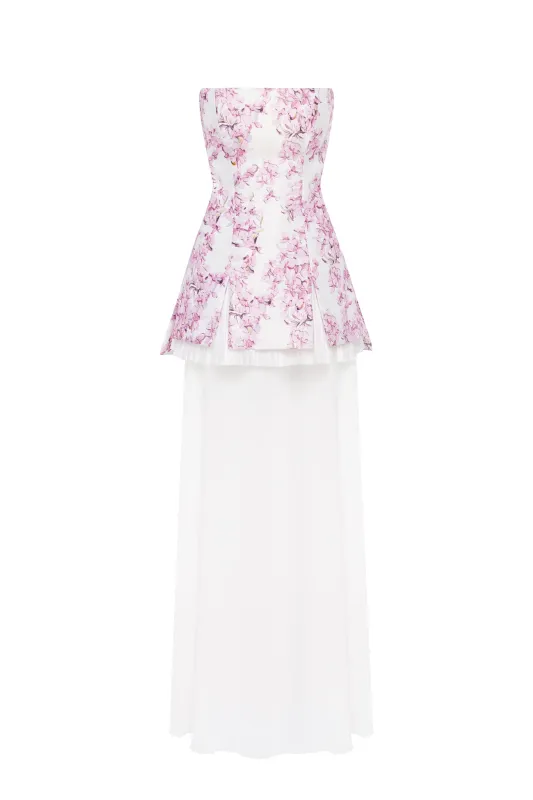 2-in-1 pink sakura mini with a detachable underskirt sold by Milla