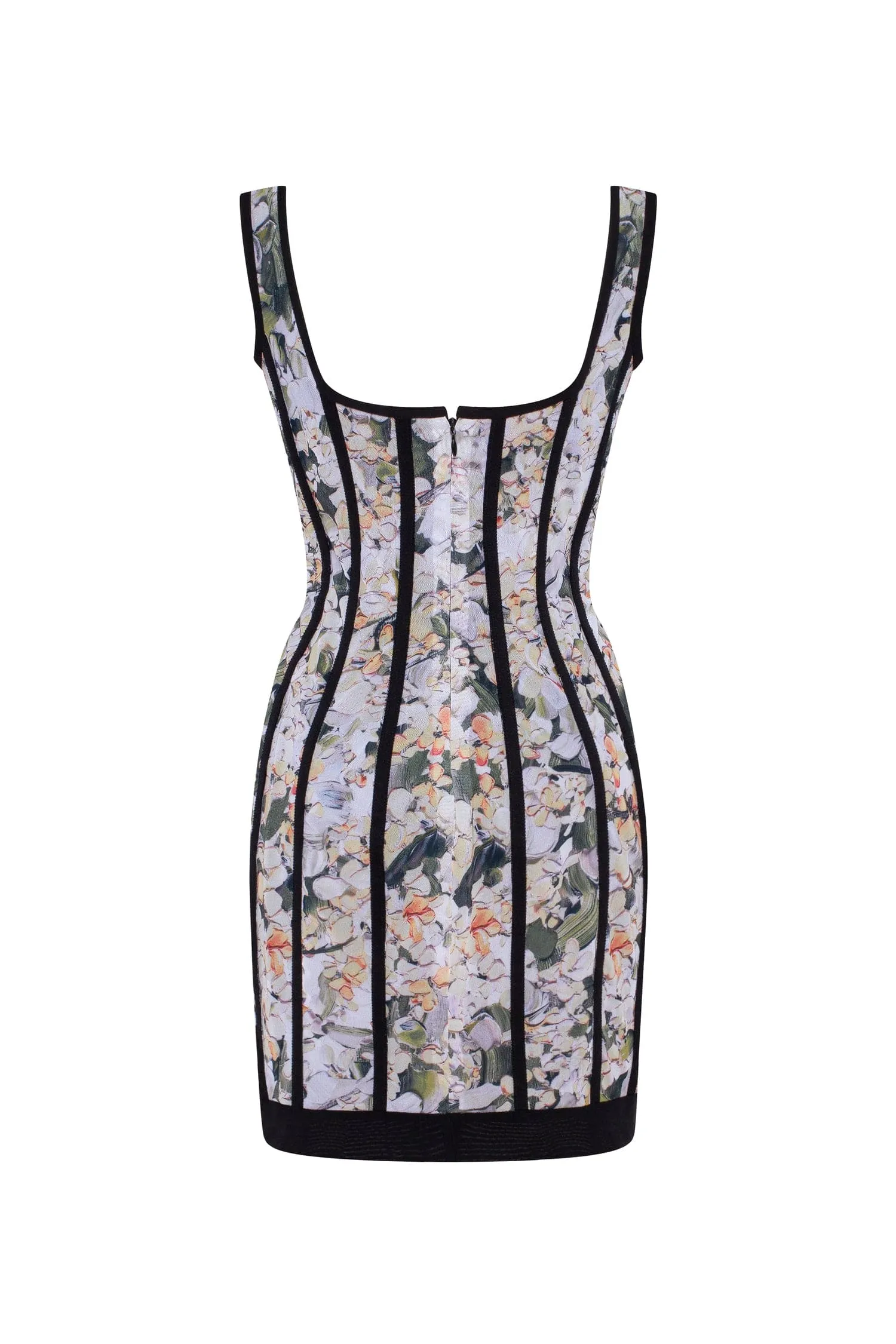 Alluring floral mini dress with bold lace-up hook closure sold by Milla product image thumbnail 3
