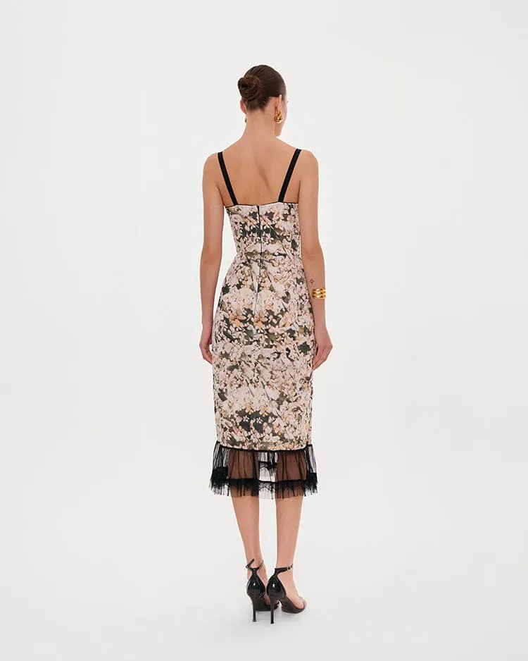 Floral midi dress with puffy tulle hem sold by Milla product image thumbnail 4