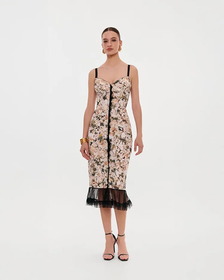 Floral midi dress with puffy tulle hem sold by Milla product image thumbnail 2