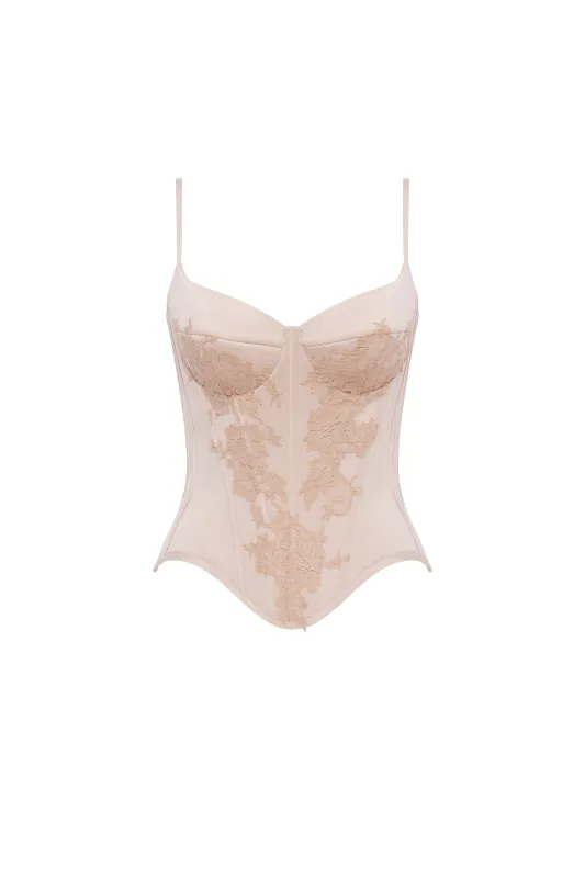 Beige sculpting lace corset, Parisienne sold by Milla